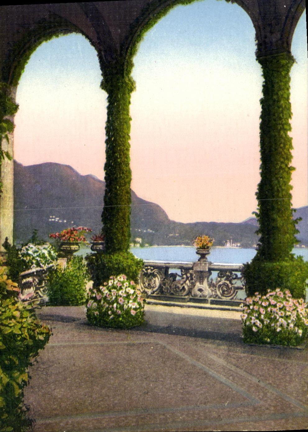 POSTAL Lenno Balbianella Lago di Como de la VENDIMIA