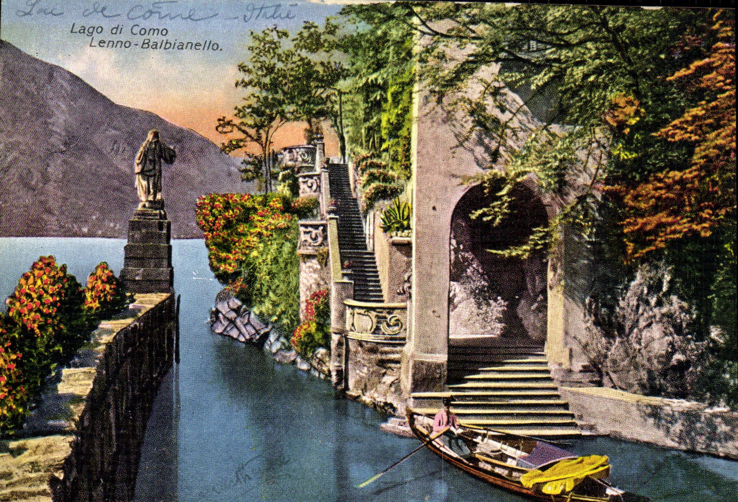 POSTAL Lago di Como Lenno Balbianello de la VENDIMIA