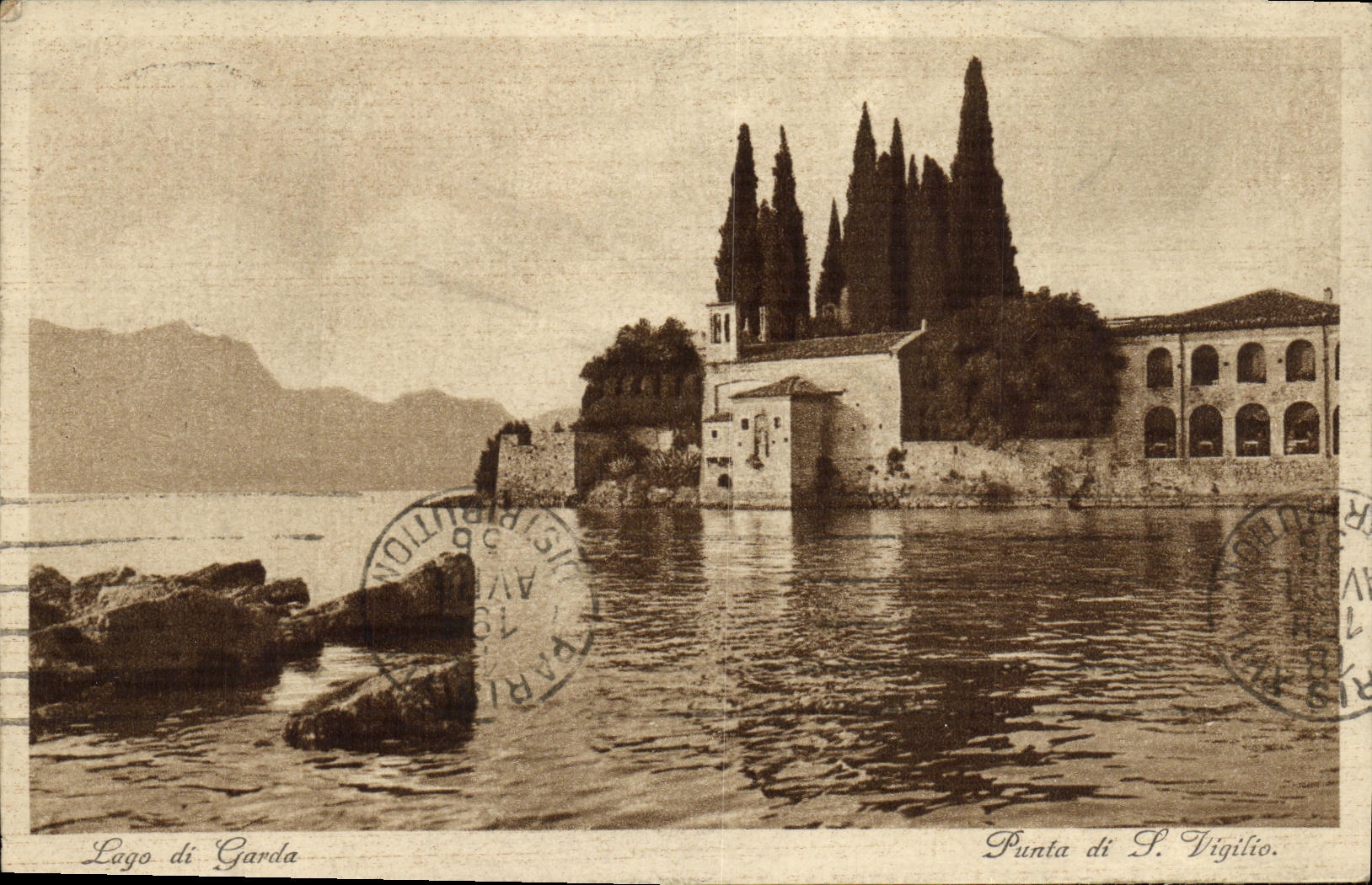 Di Vigilio de Lago di Garda Punta de la POSTAL de la VENDIMIA