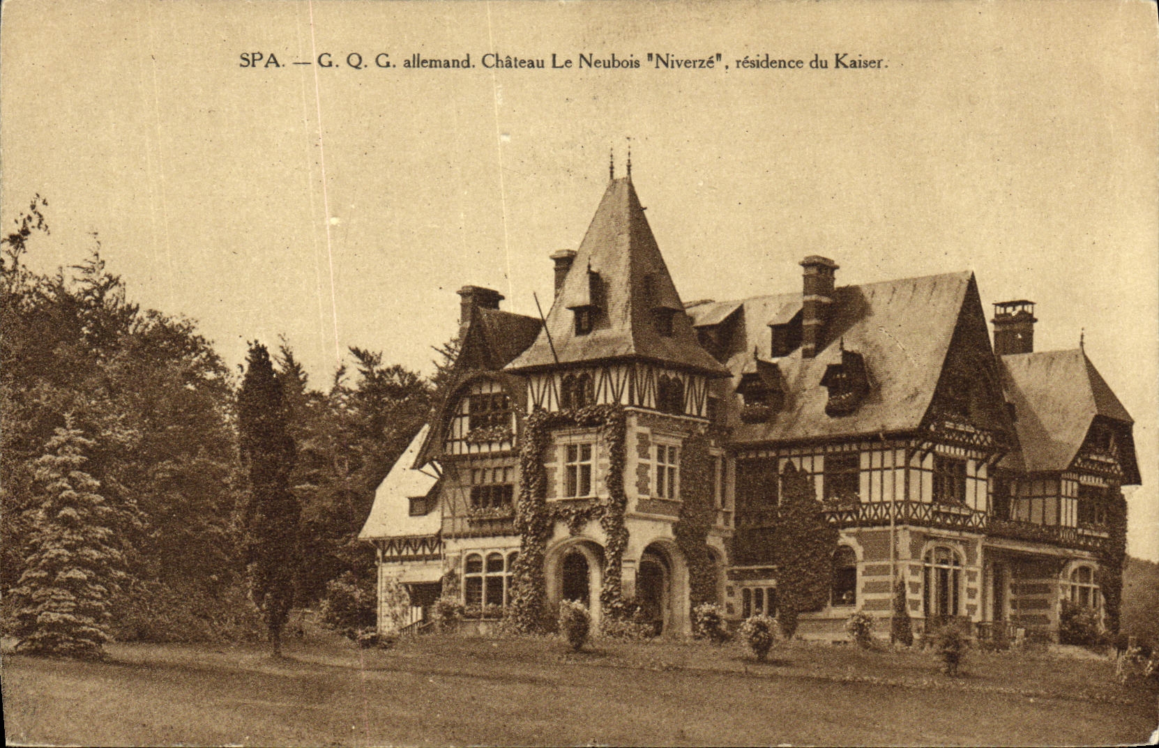 VINTAGE POSTCARD SPA G Q G German Castle Neubois Niverze Residence of Kaiser Militaria