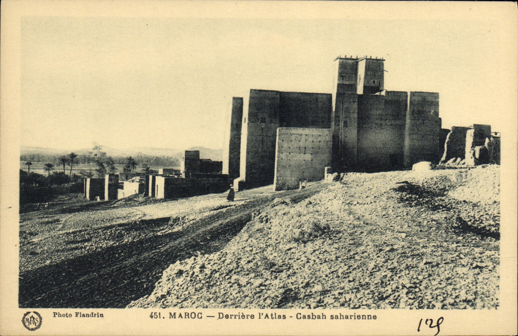 VINTAGE POSTCARD Marog Behind L atlas Saharan Kasbah