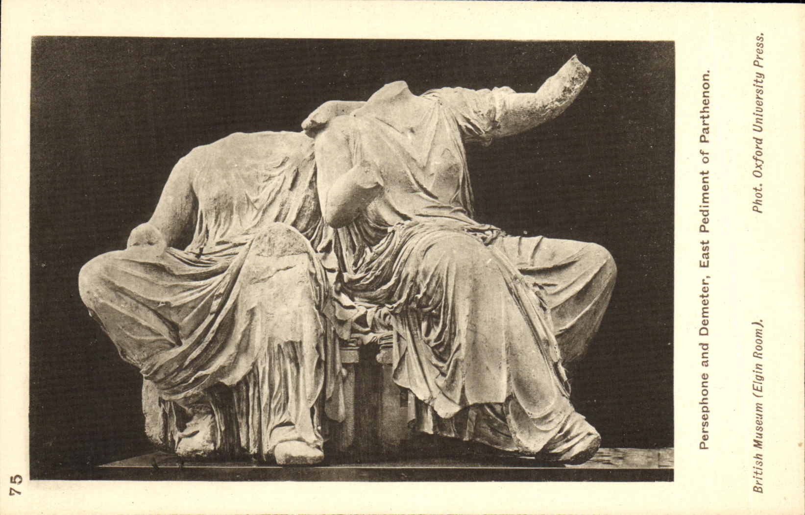 VINTAGE POSTCARD Presephone and Demeter East Pediment off Parthenon British Museum