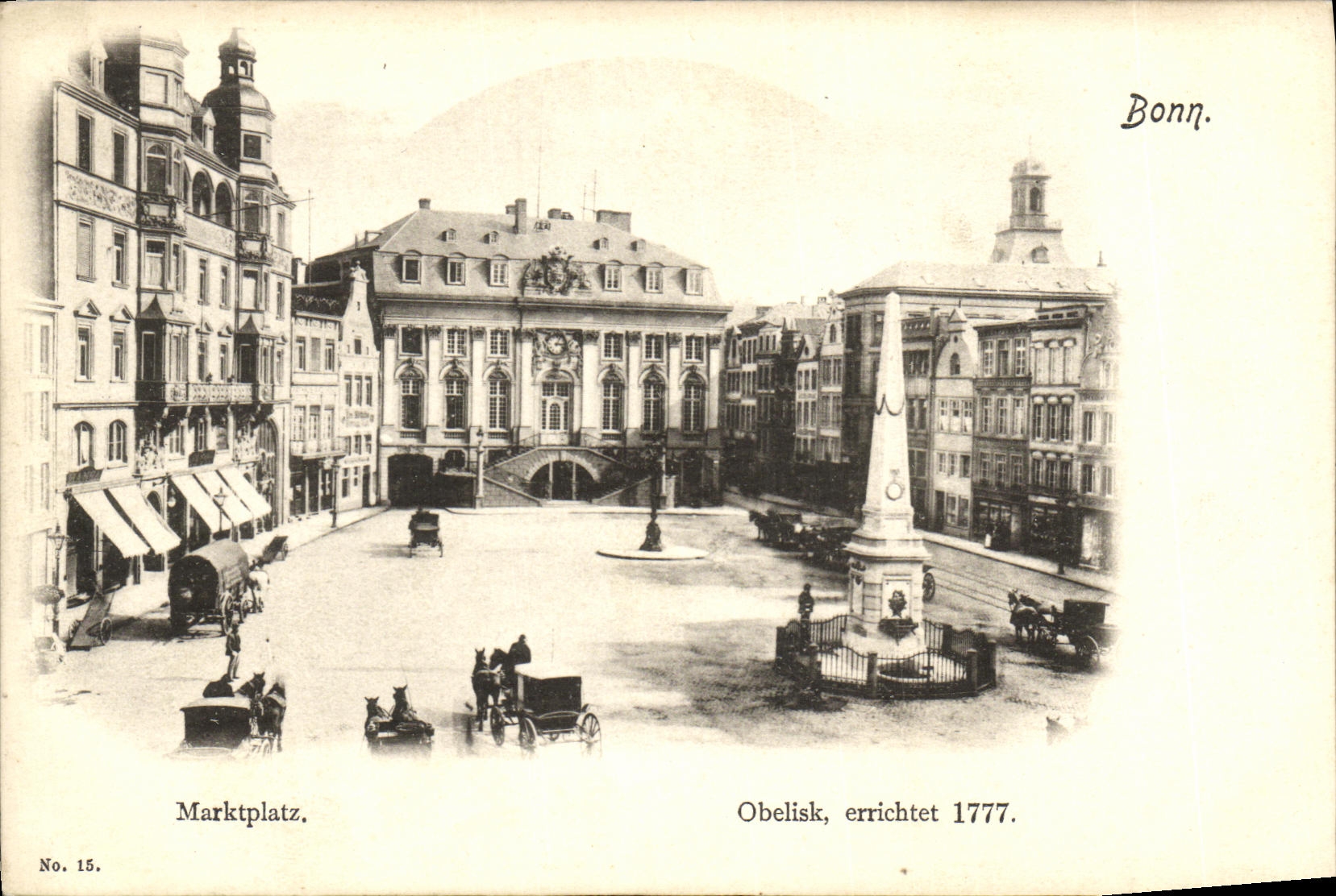 VINTAGE POSTCARD Bonn Marktplatz Obelisk errichtet