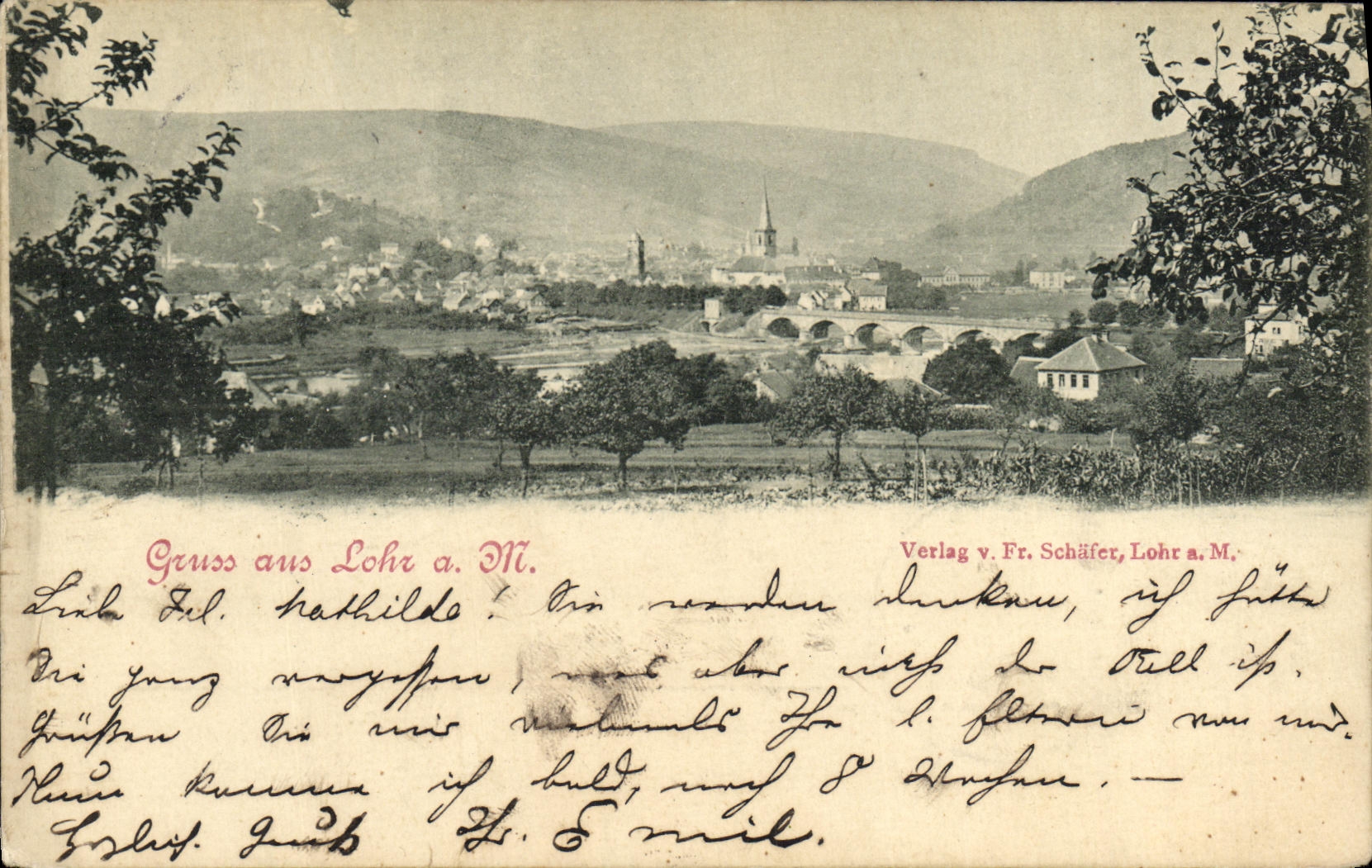 VINTAGE POSTCARD Gurss Aus Lohr