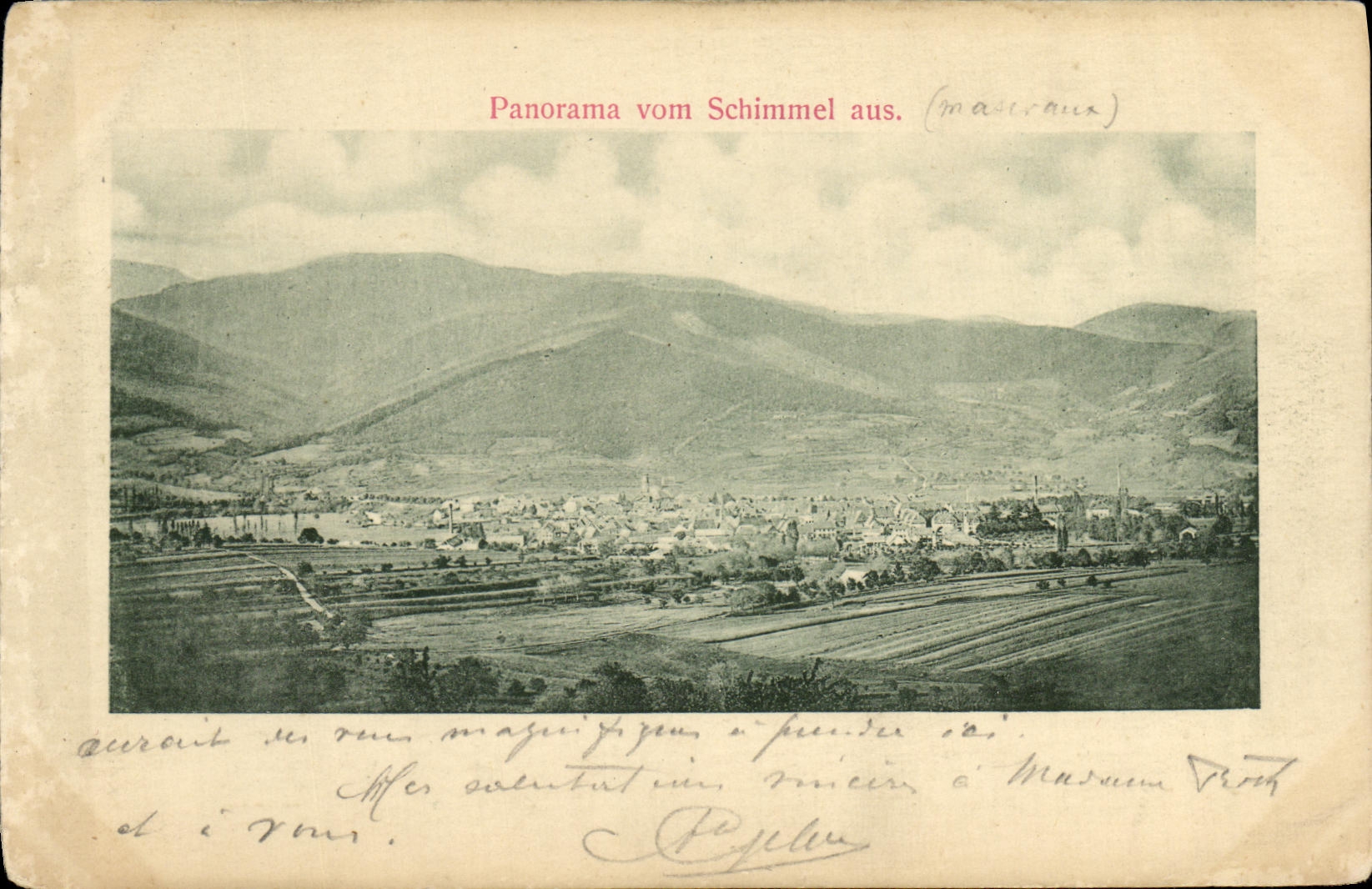 VINTAGE POSTCARD Panorama Vom Schimmel aus
