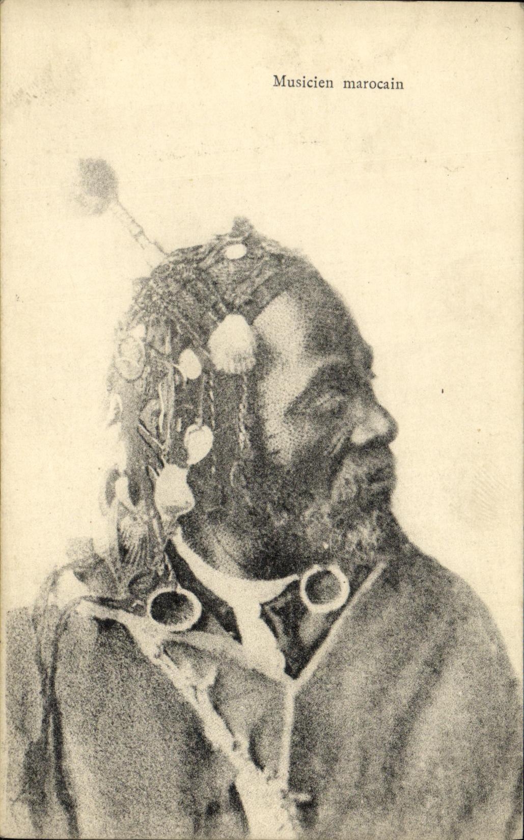 Músico marroqui Marruecos de la POSTAL de la VENDIMIA