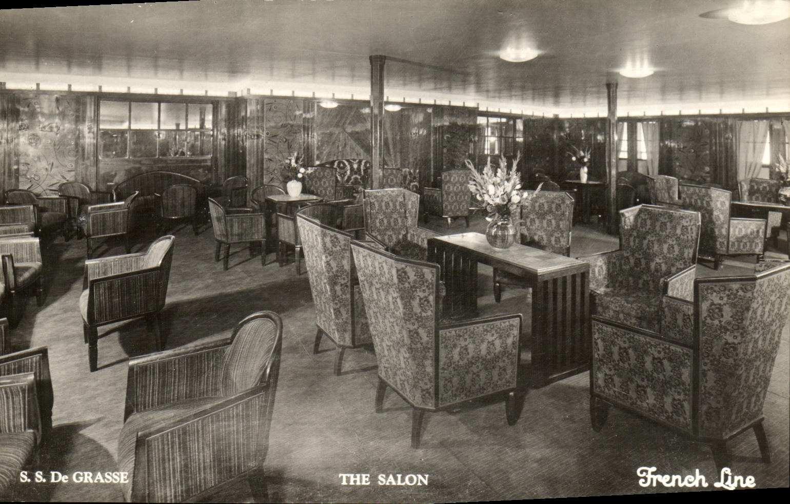 VINTAGE POSTCARD The Living room S of Fatty Steamer Frenhc line