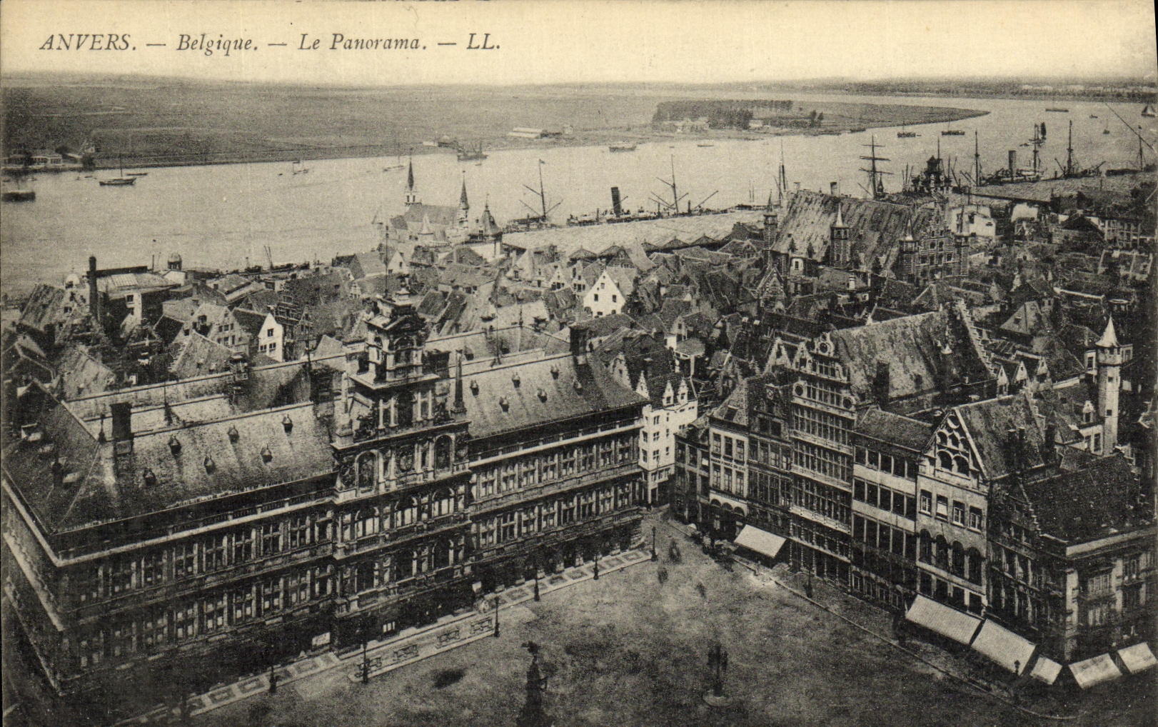 POSTAL Amberes Belgica de la VENDIMIA el panorama