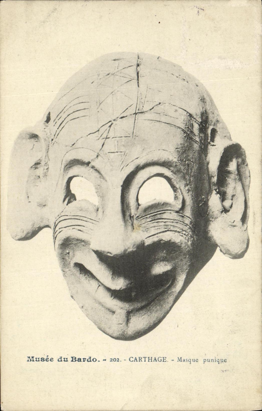 CPA Carthage Masque Punique Musee du Bardo 