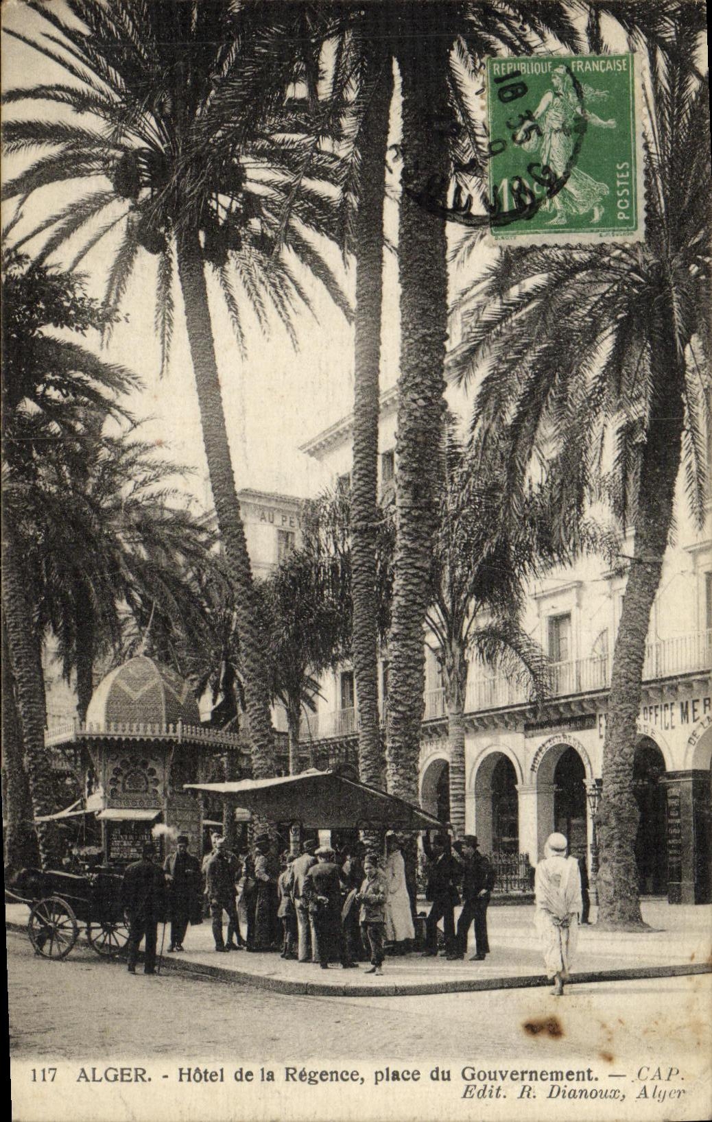 Hotel de Argel de la POSTAL de la VENDIMIA de los lugares de la regencia de Gouverement