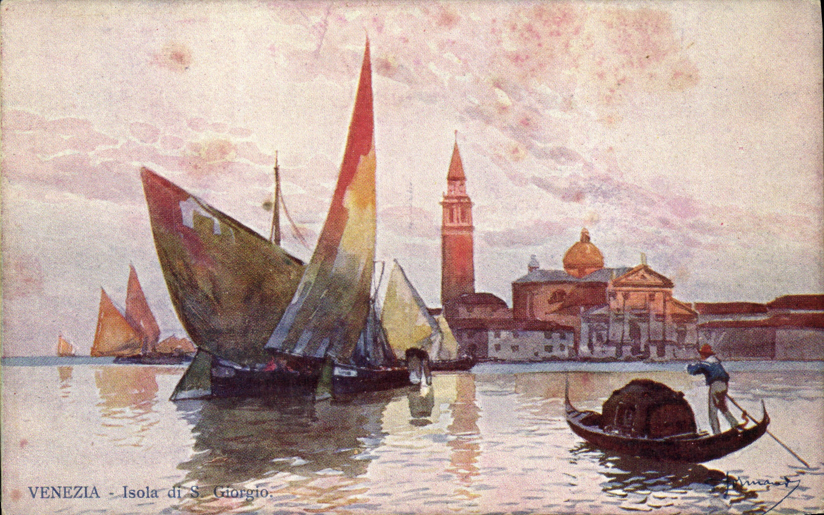 VINTAGE POSTCARD Venezia Insulated di S Giorgio Bateau