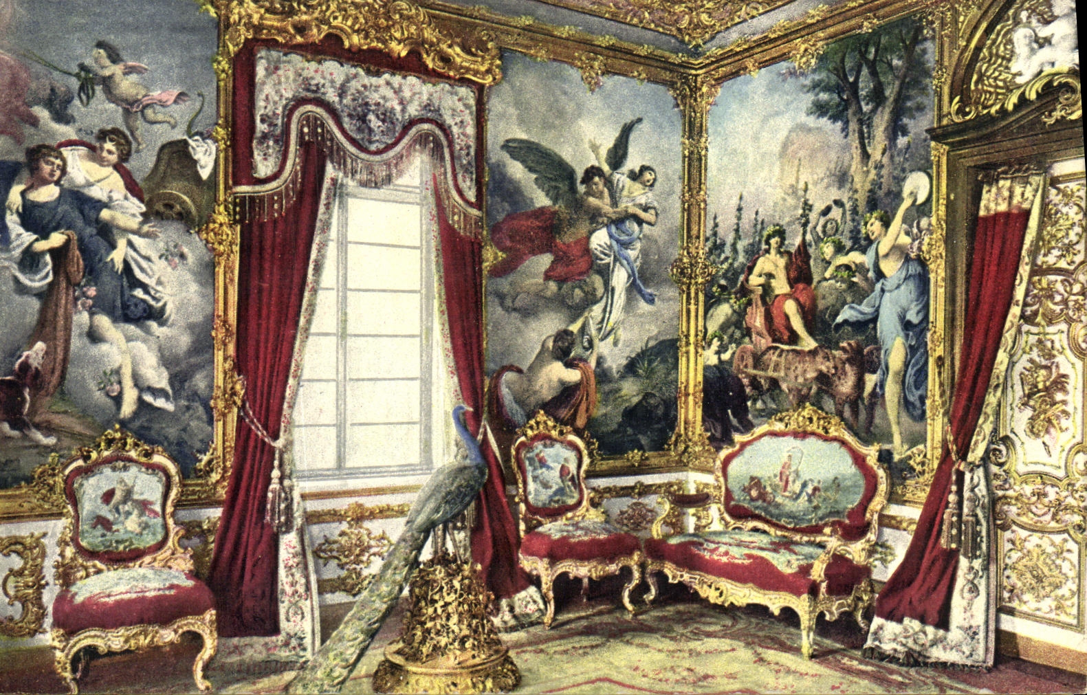 CPA Kgl Schloss Linderhof Westl Gobelinzimmer