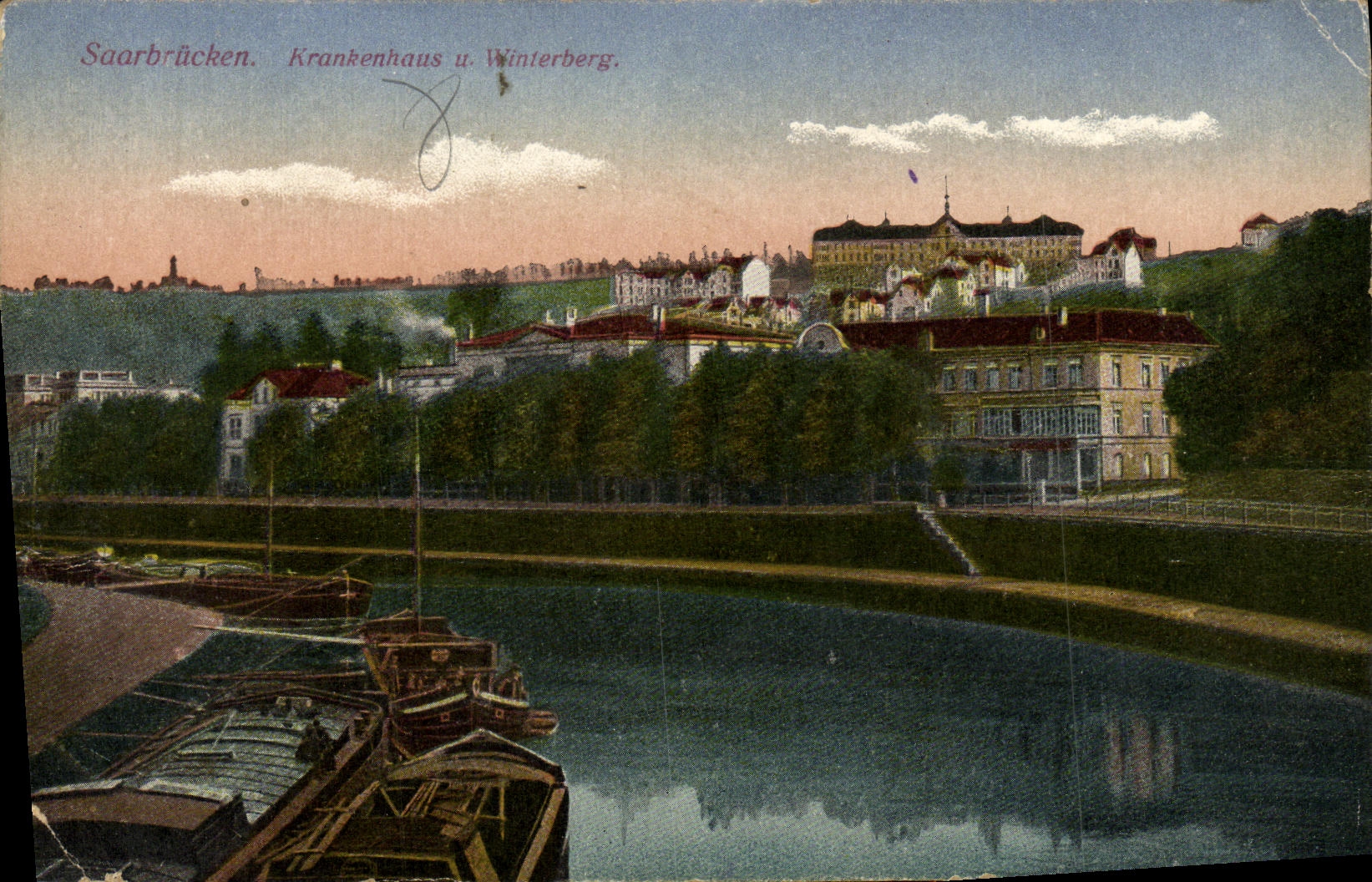 VINTAGE POSTCARD Saarbritcken Krunkenhaus Wintertierg