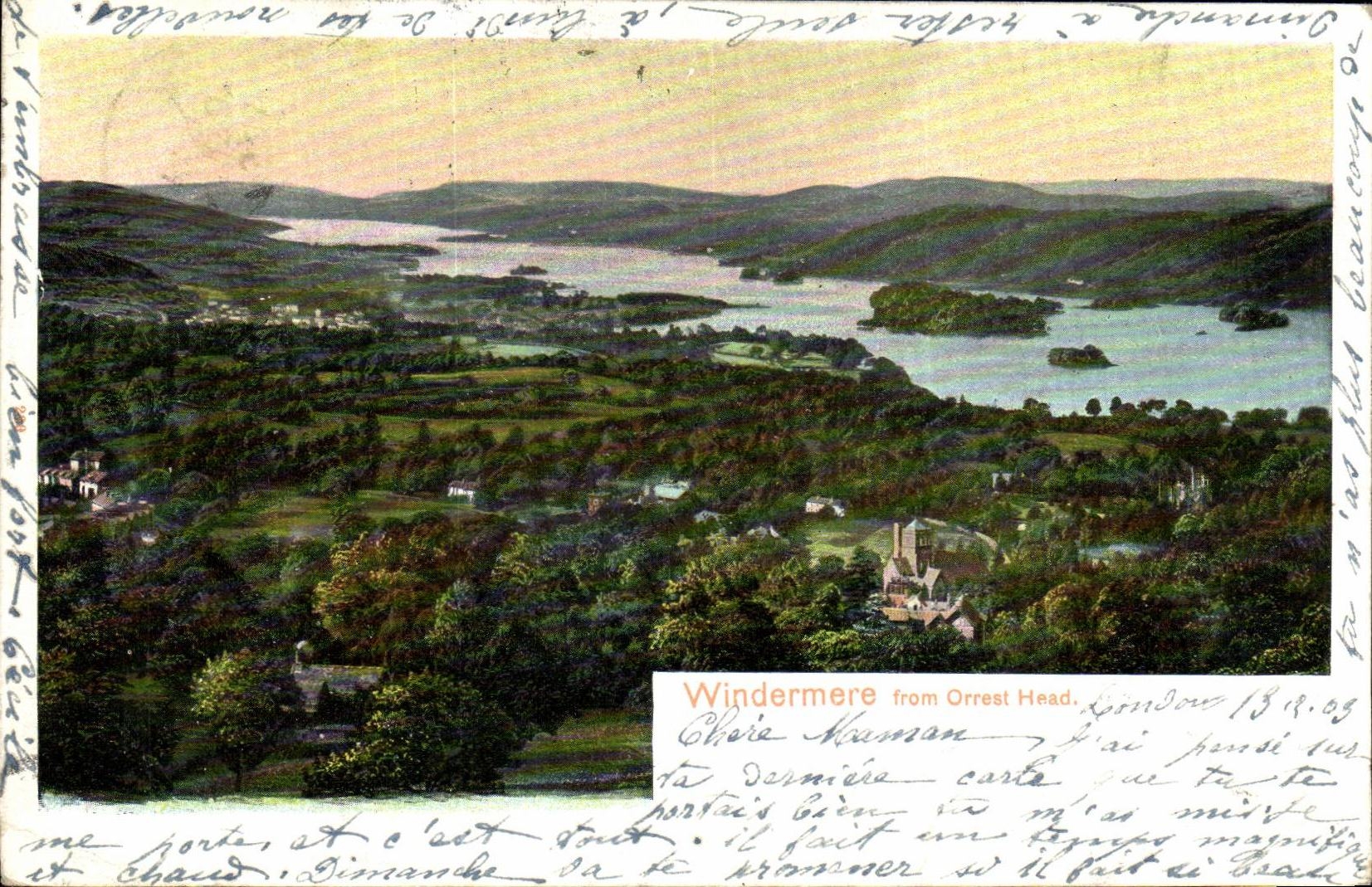 VINTAGE POSTCARD Windermere From Orrest Haad