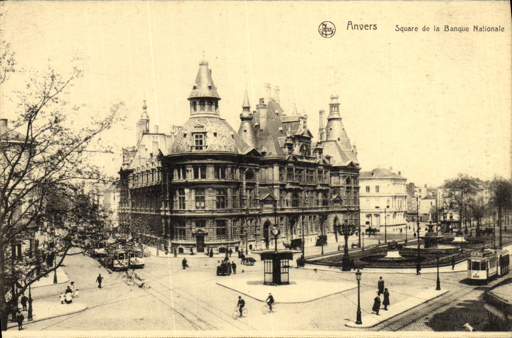 Jardin público de Amberes de la POSTAL de la VENDIMIA del Banco Nacional