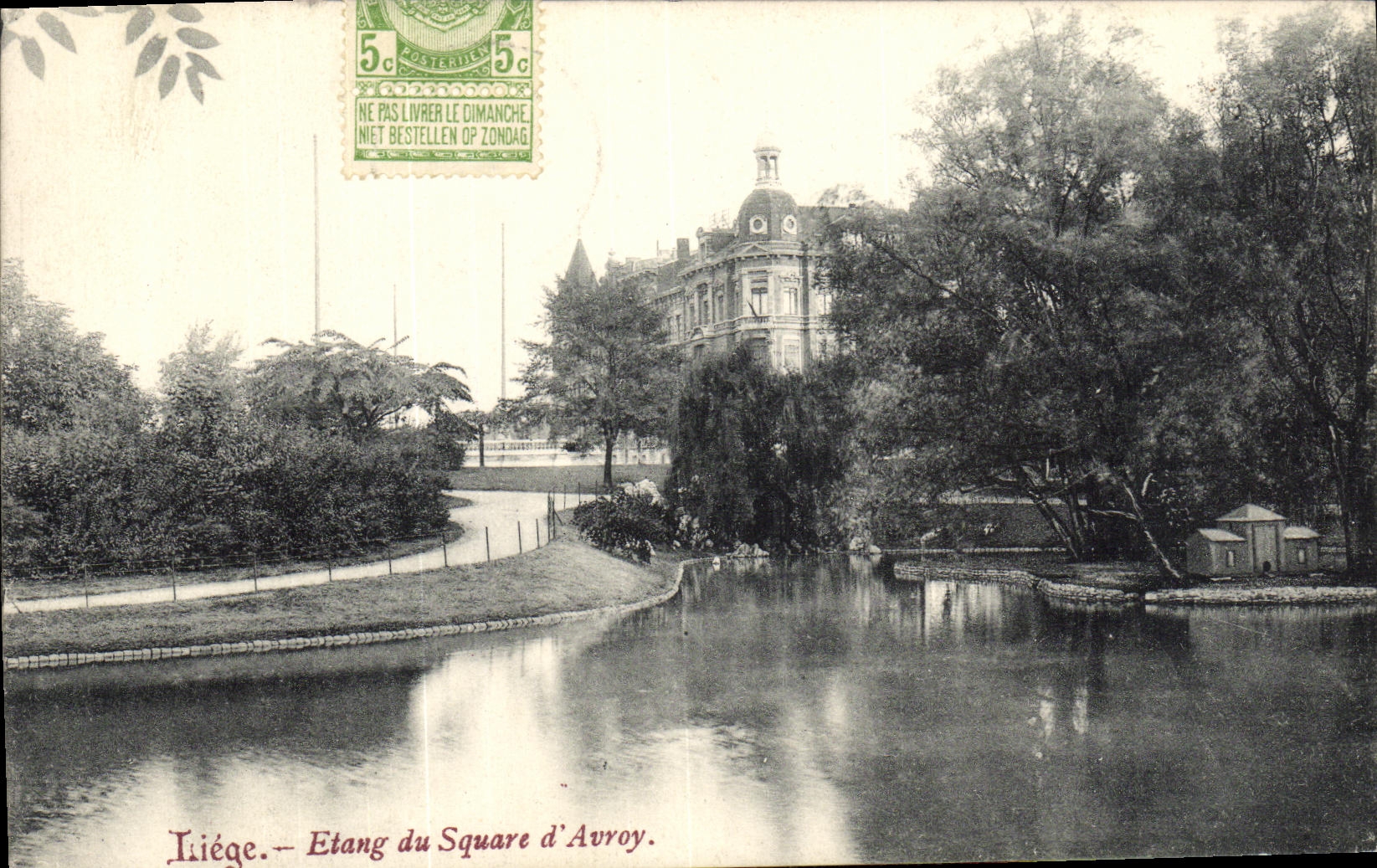 VINTAGE POSTCARD Liege Pond of the Public garden D Avroy