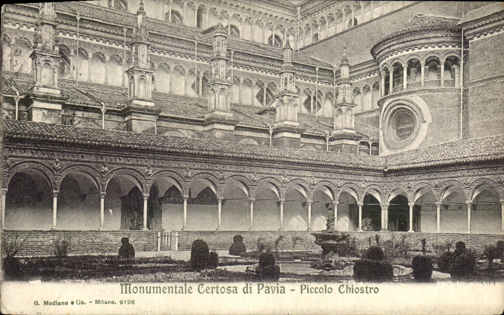 Flautin monumental Chiostro de Pavia de los di de Certosa de la POSTAL de la VENDIMIA