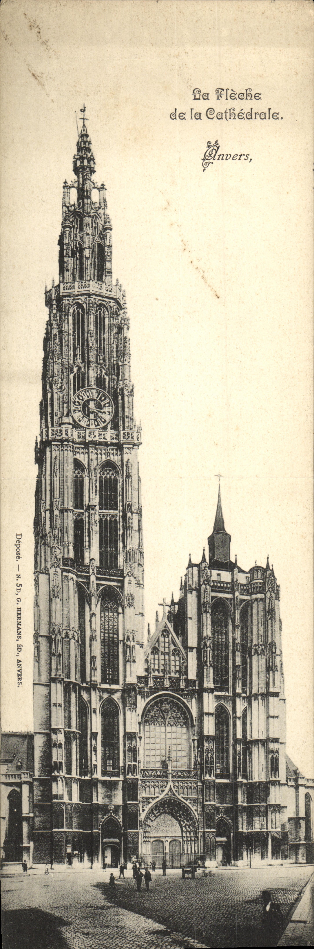 Postale partida doble Amberes la flecha de la catedral