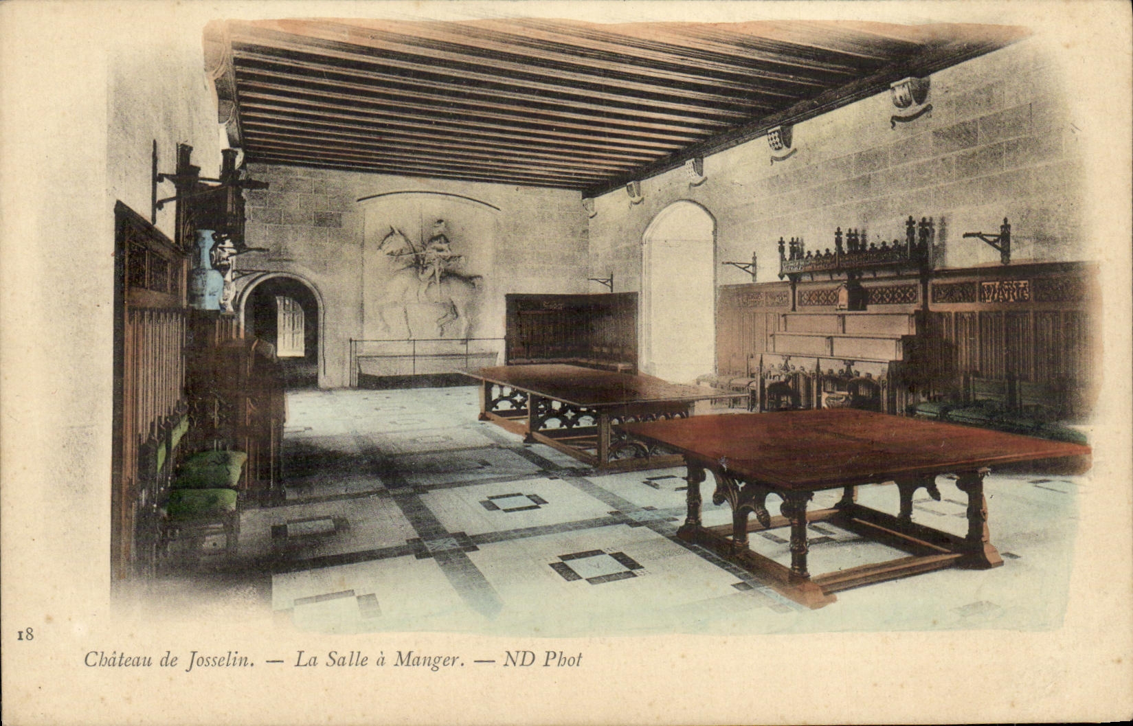 VINTAGE POSTCARD Castle of Jasselin Dining room