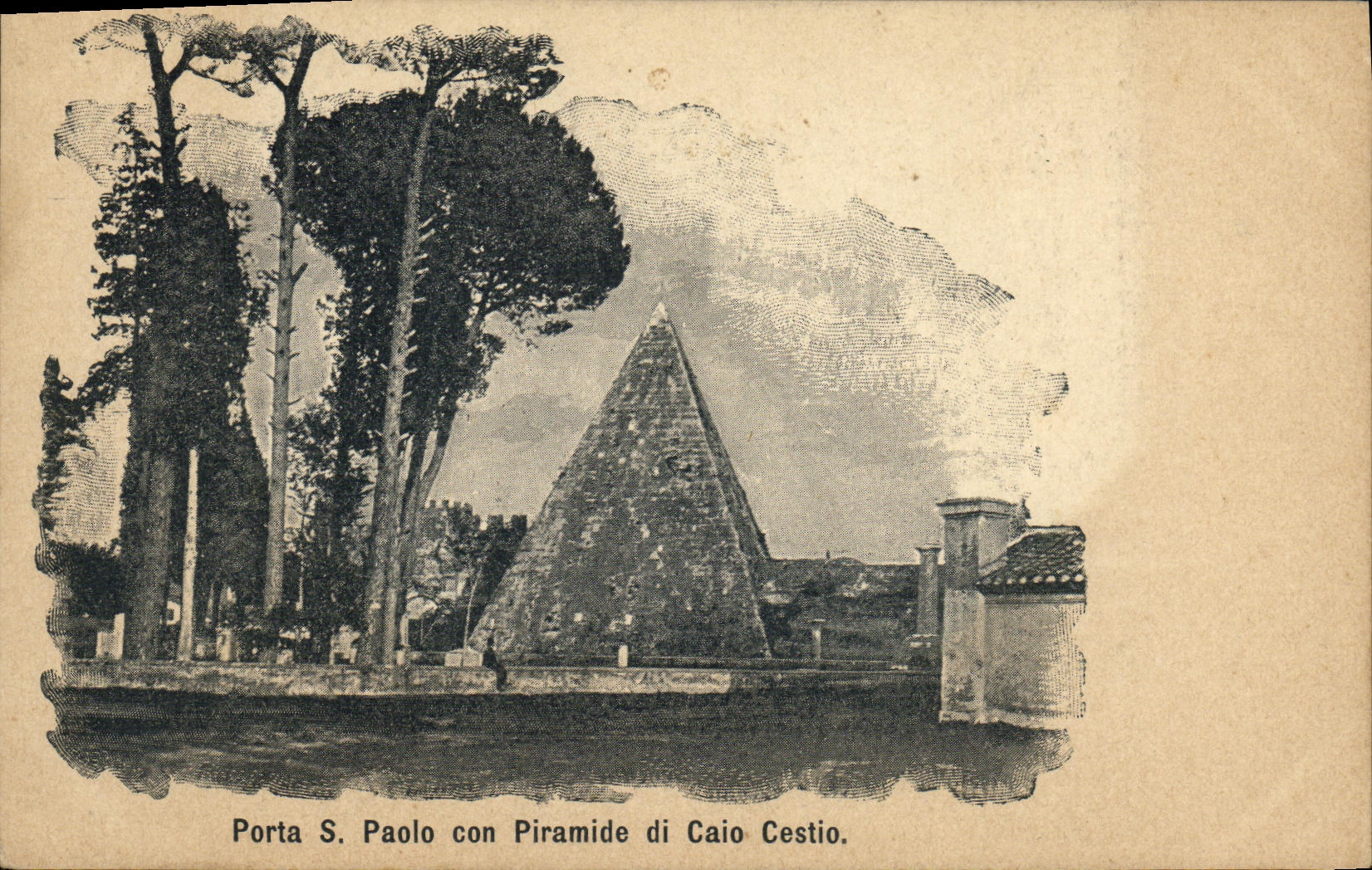 La POSTAL de la VENDIMIA llevo S Pablo Con Piramide di Caio Cestio