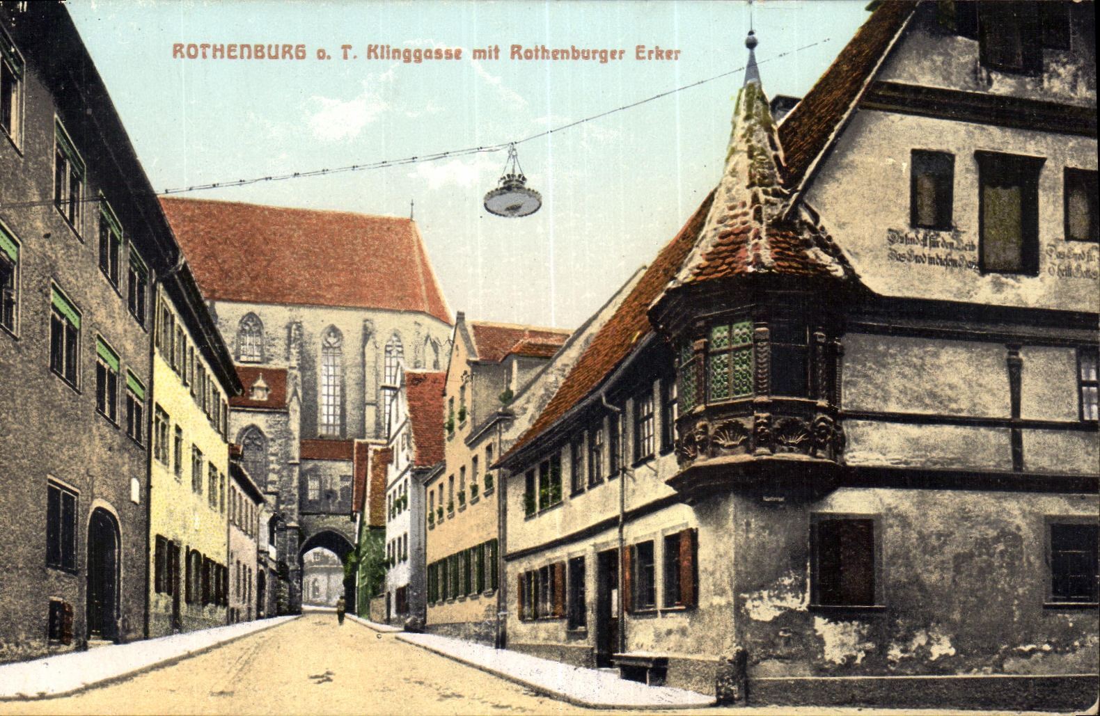 CPA Rothenburs Klinggasse mit Rathenburger ERker