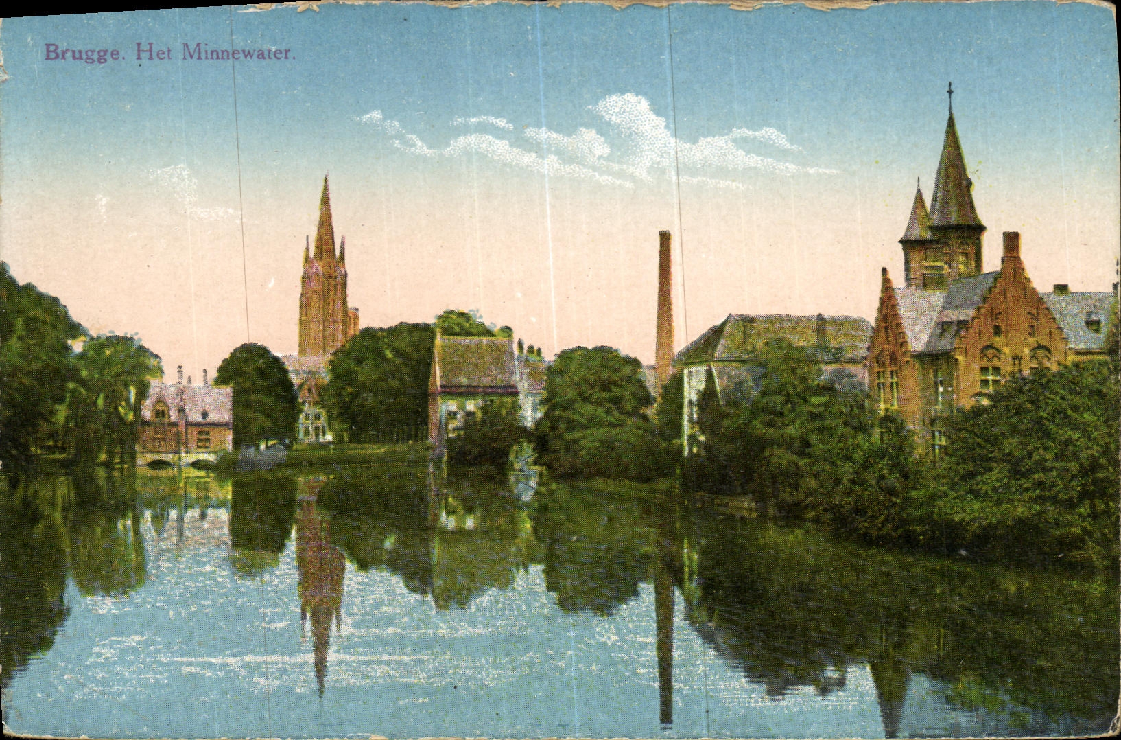 VINTAGE POSTCARD Bruges Het Minnewater