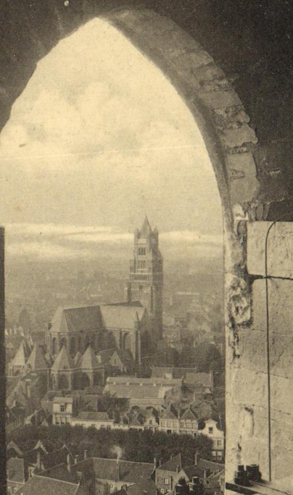 VINTAGE POSTCARD Bruges Panorama Taken D one of the Tower of the Belfry