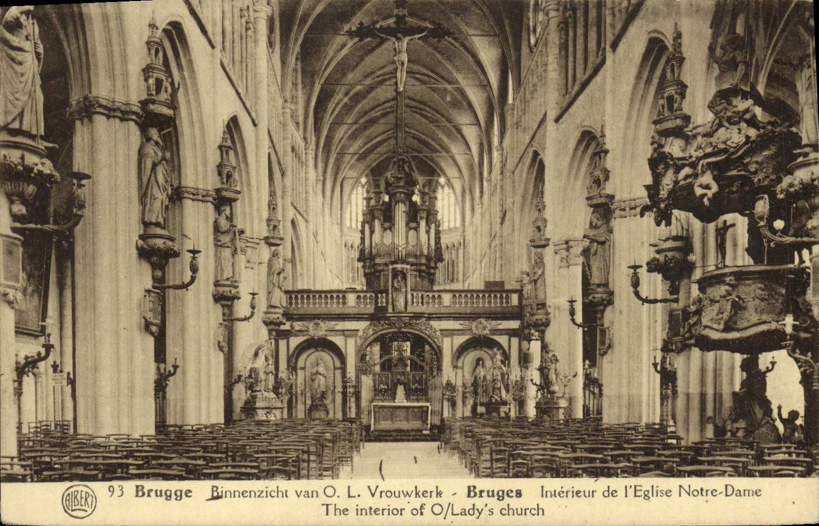 VINTAGE POSTCARD Bruges Interior of L Notre Dame Church