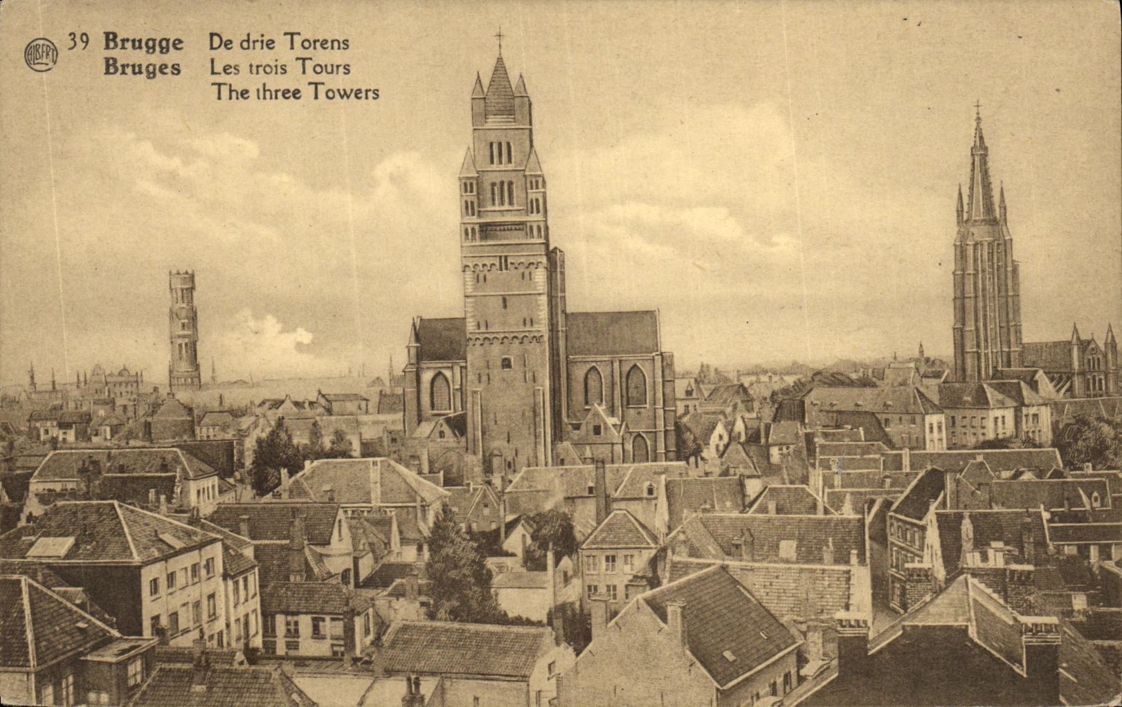 VINTAGE POSTCARD Bruges three turns