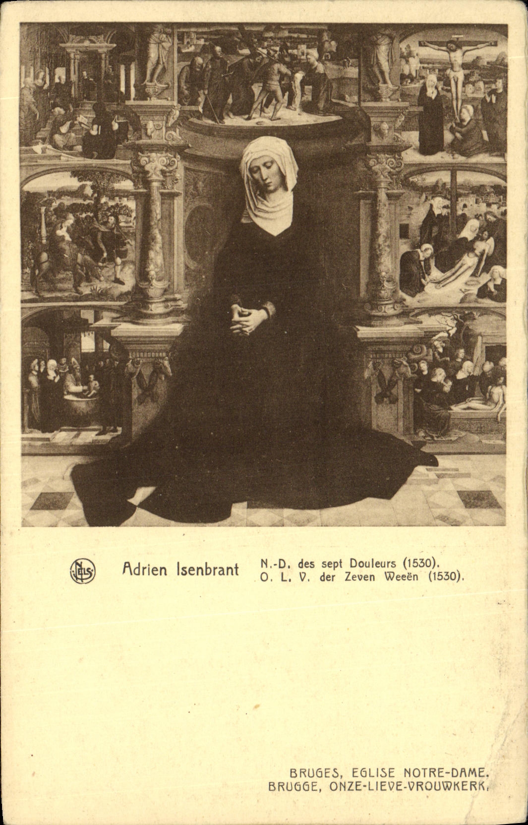 VINTAGE POSTCARD Bruges Church Notre Dame Adrien Isenbrant Nd of the seven pains