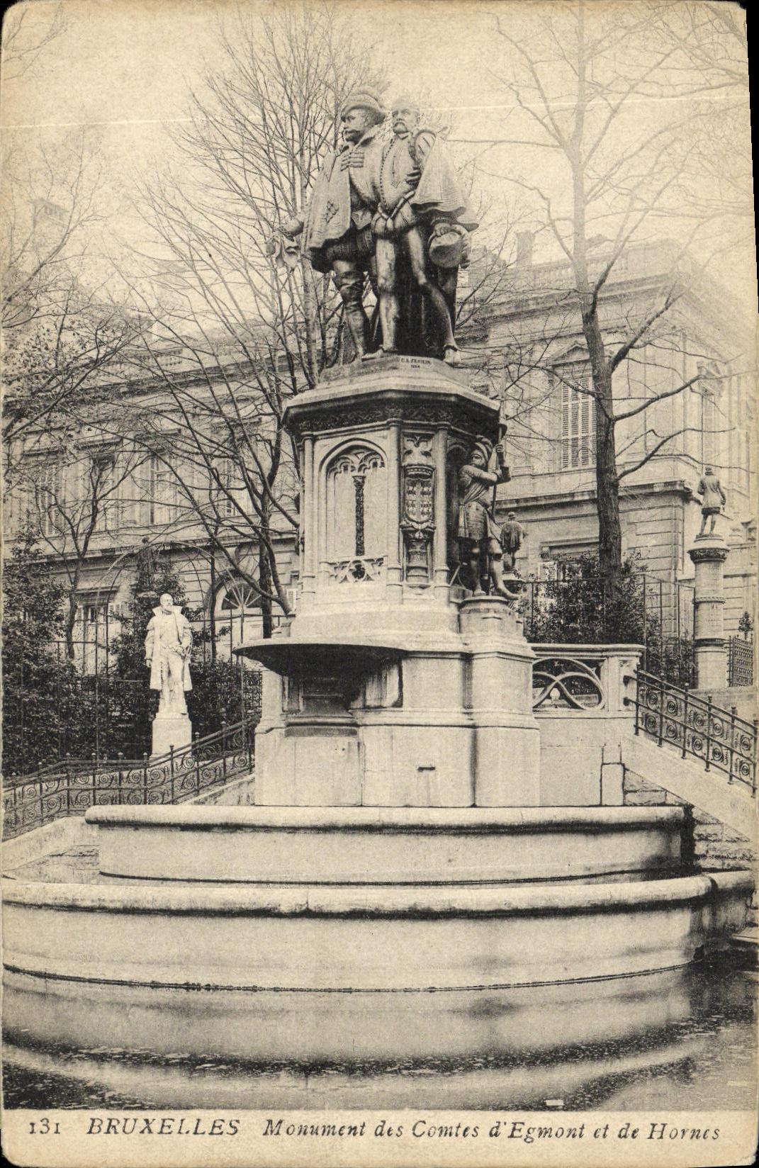 Monumento de Bruselas de la POSTAL de la VENDIMIA de las cuentas D Egmont y Hornes