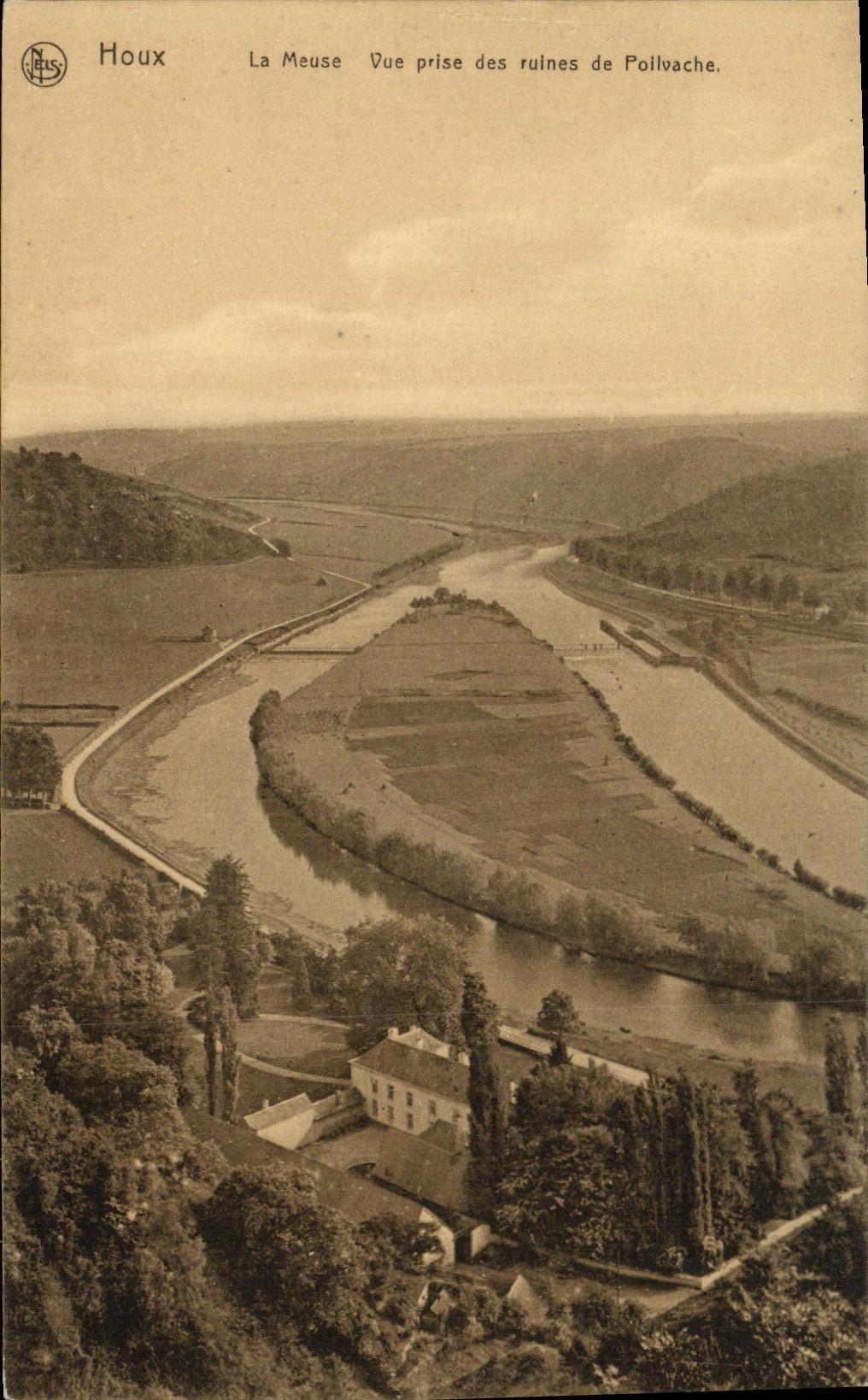 VINTAGE POSTCARD Houx the Meuse Seen from of the Ruins of Pollvache