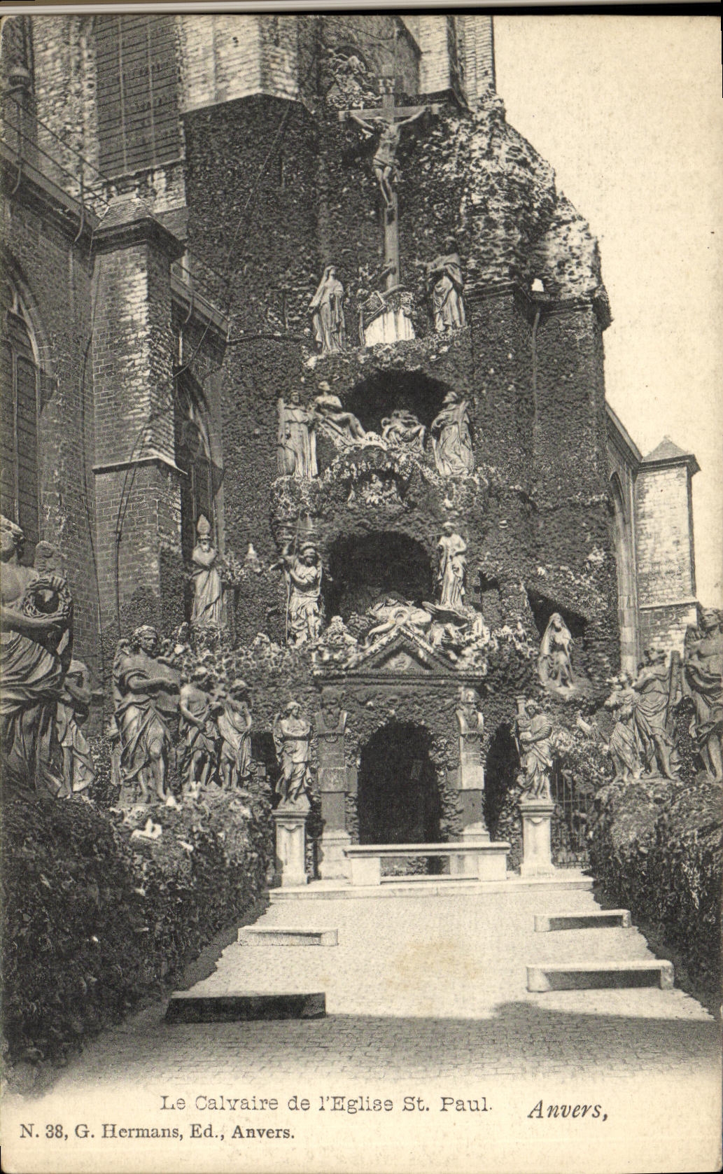 POSTAL Amberes de la VENDIMIA el martirio de L iglesia San Pablo