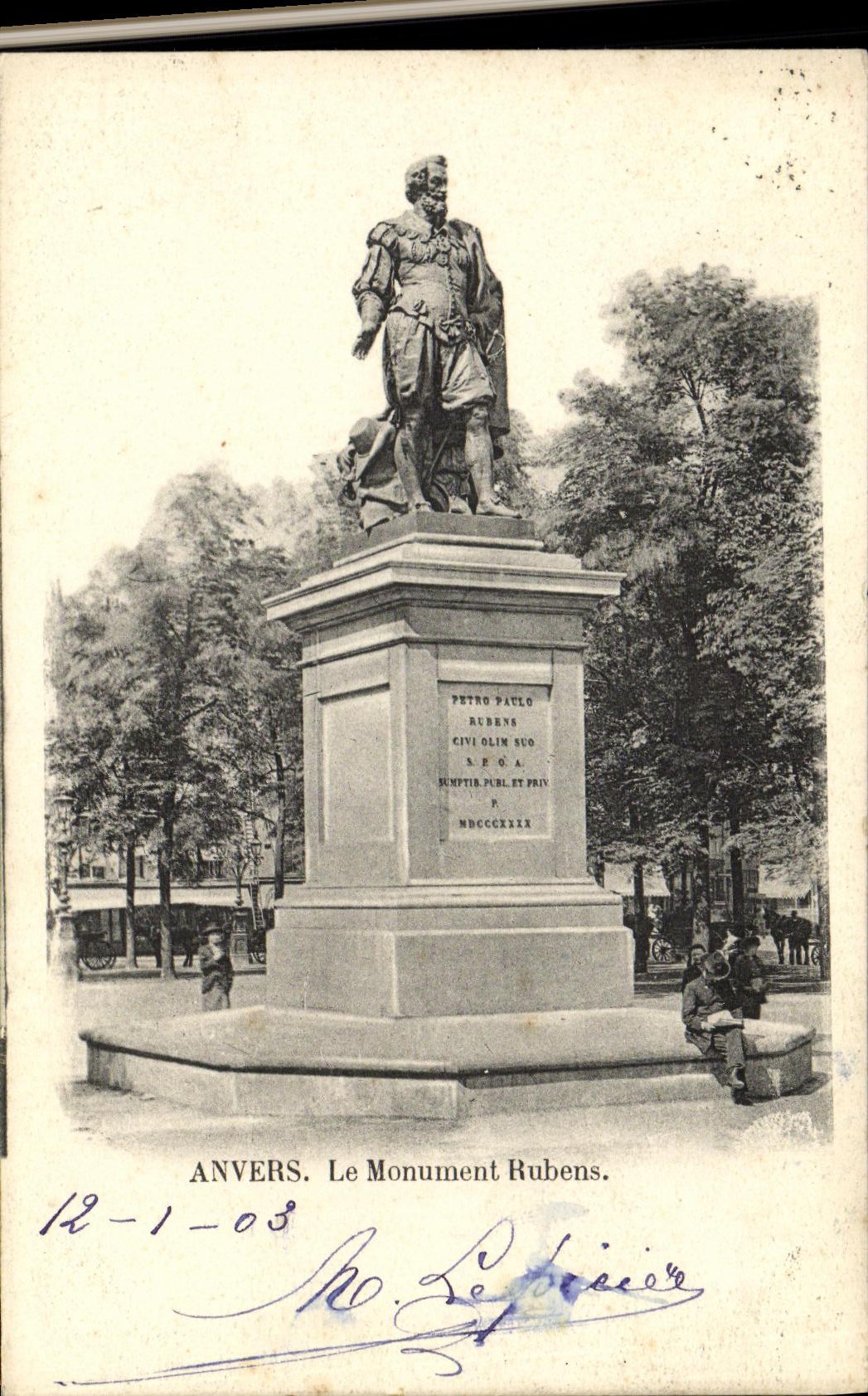 POSTAL Amberes de la VENDIMIA el monumento de Rubens