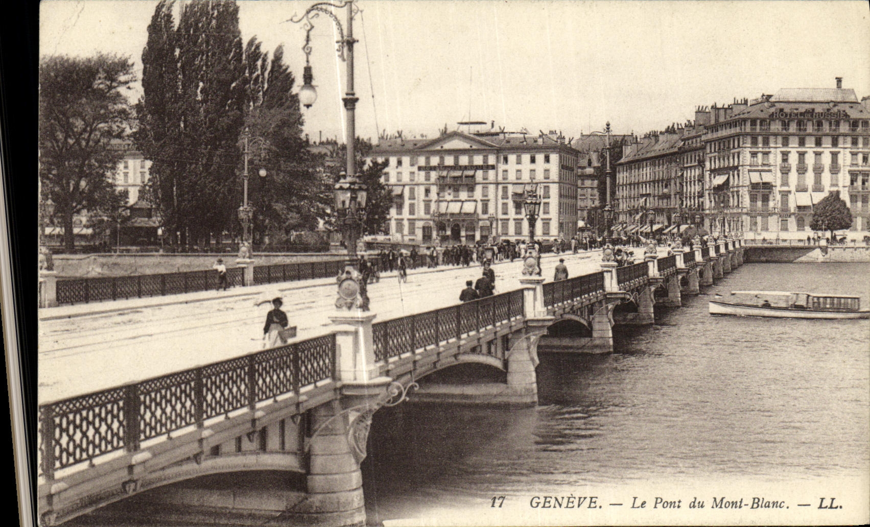 VINTAGE POSTCARD Geneva the Bridge of Mont Blanc