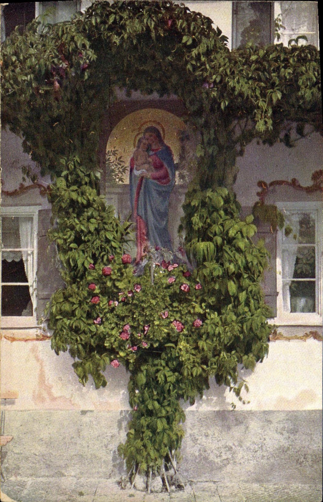 VINTAGE POSTCARD Oberammergau Marienlaube amndt Raises of Kaiphasdarstellers Rutz