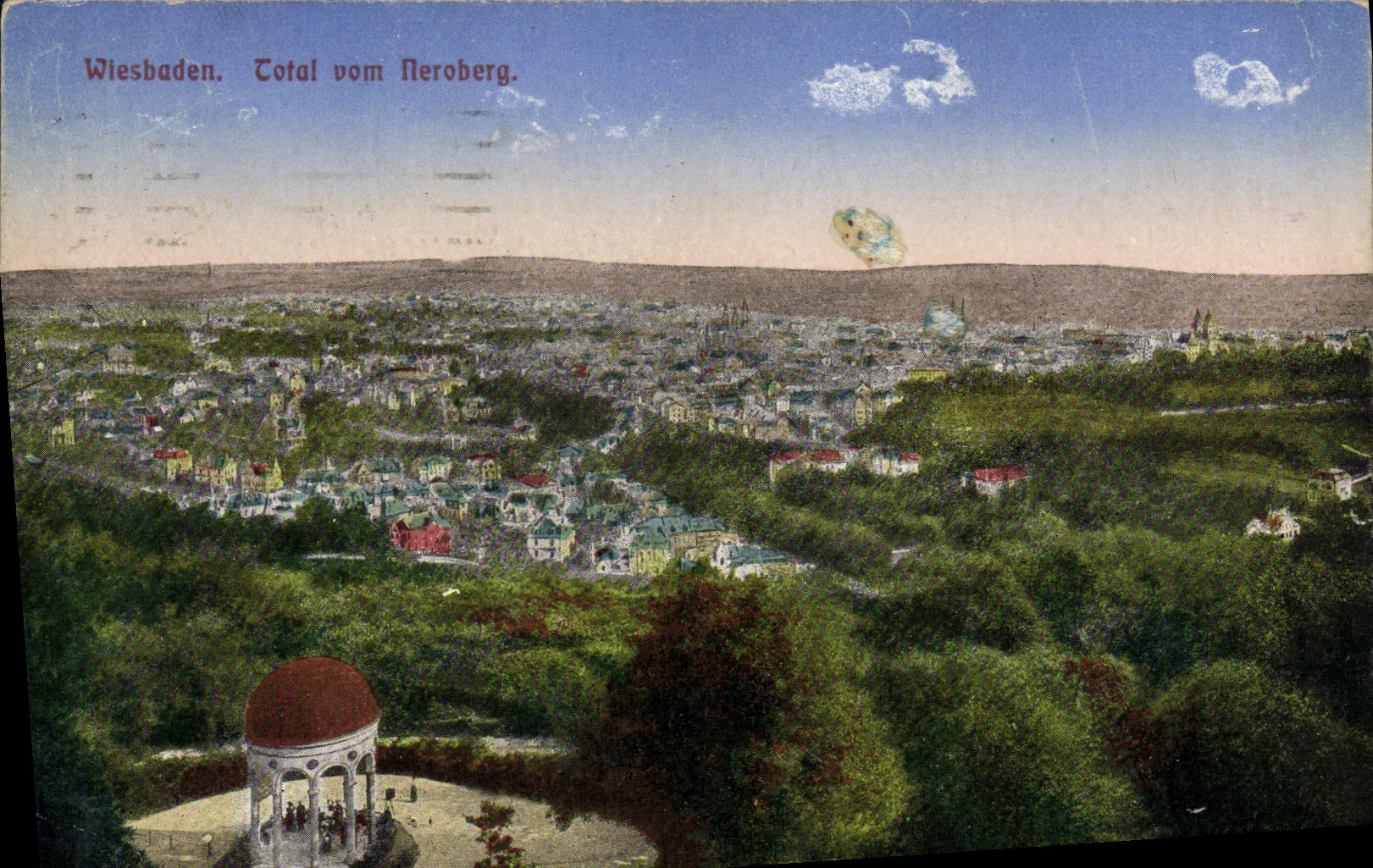 VINTAGE POSTCARD Total Wiesbaden Vom Neroberg
