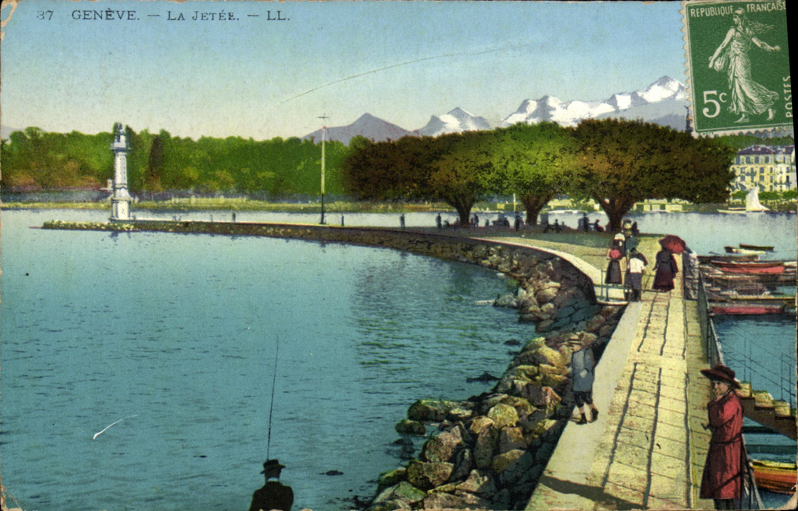 VINTAGE POSTCARD Geneva the Pier sinning Fishes