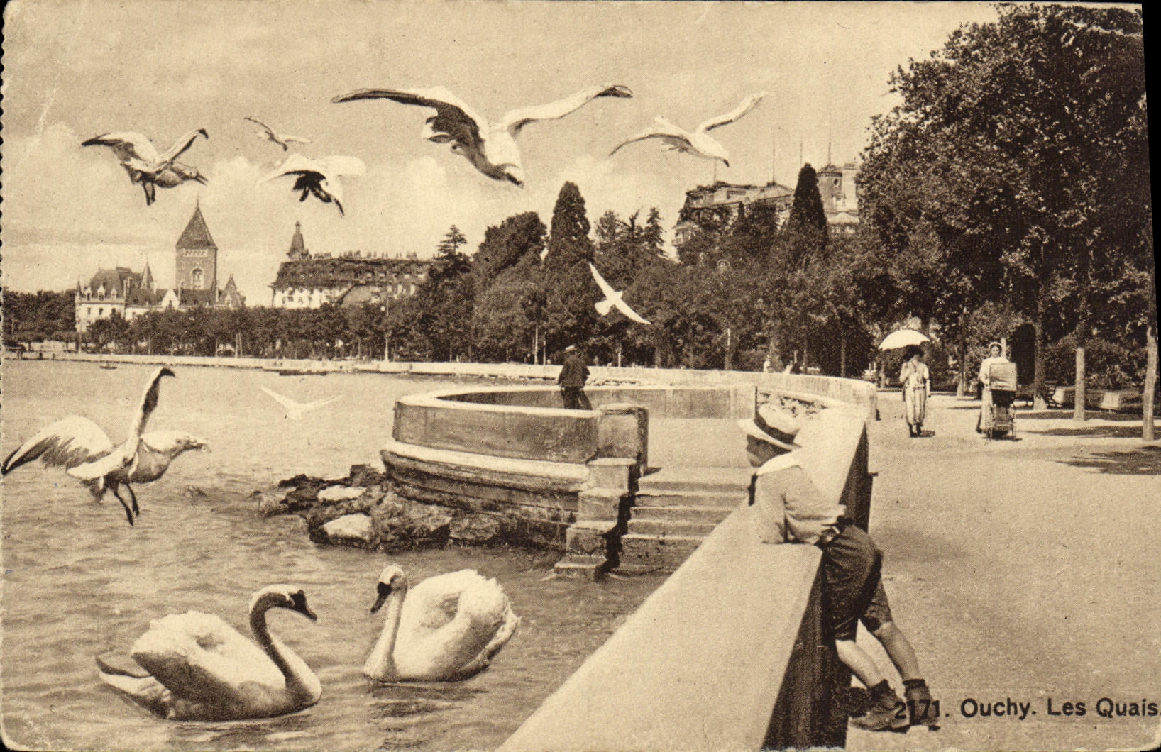 CPA Ouchy Les Quais Cygnes