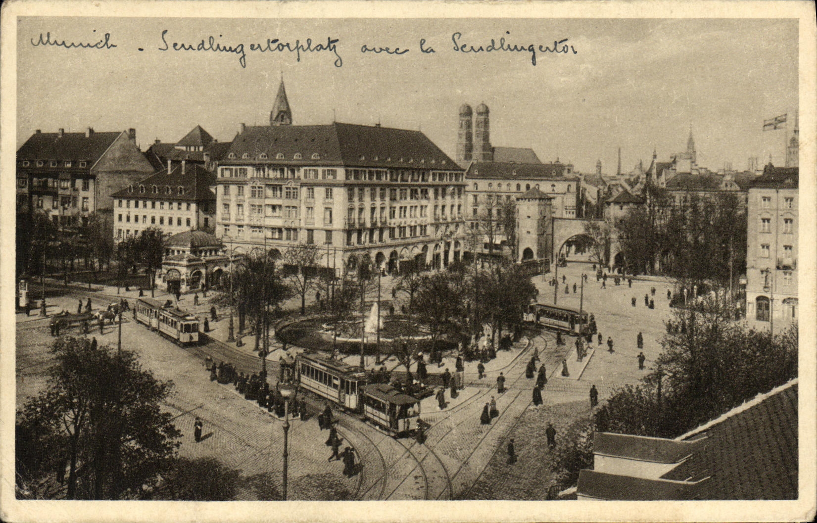 La POSTAL Munich Sendlingertorplatz de la VENDIMIA puso Senlingertor