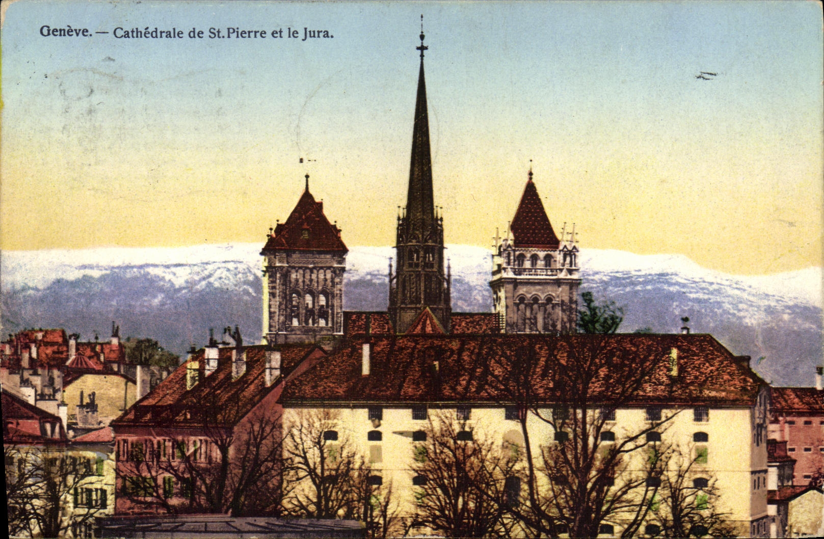VINTAGE POSTCARD Geneva Cathedral of St Pierre and the Jura