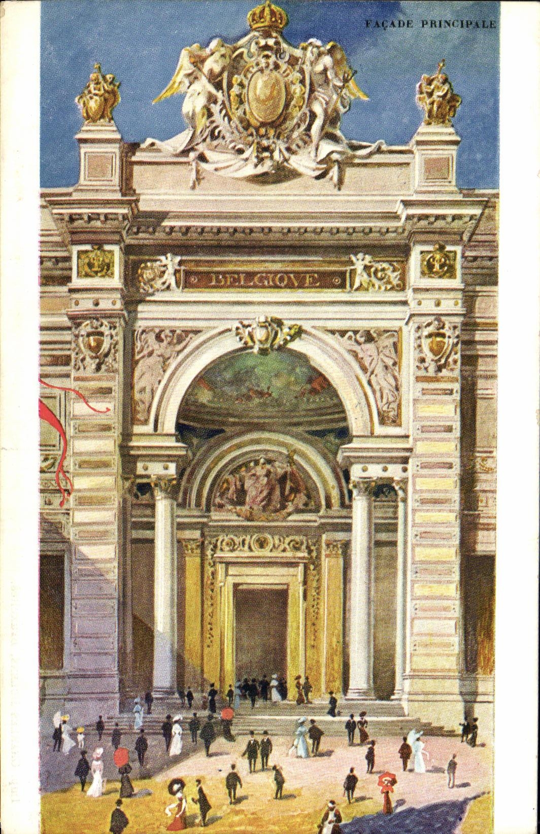 VINTAGE POSTCARD Brussels Fair 1910 principal Frontage