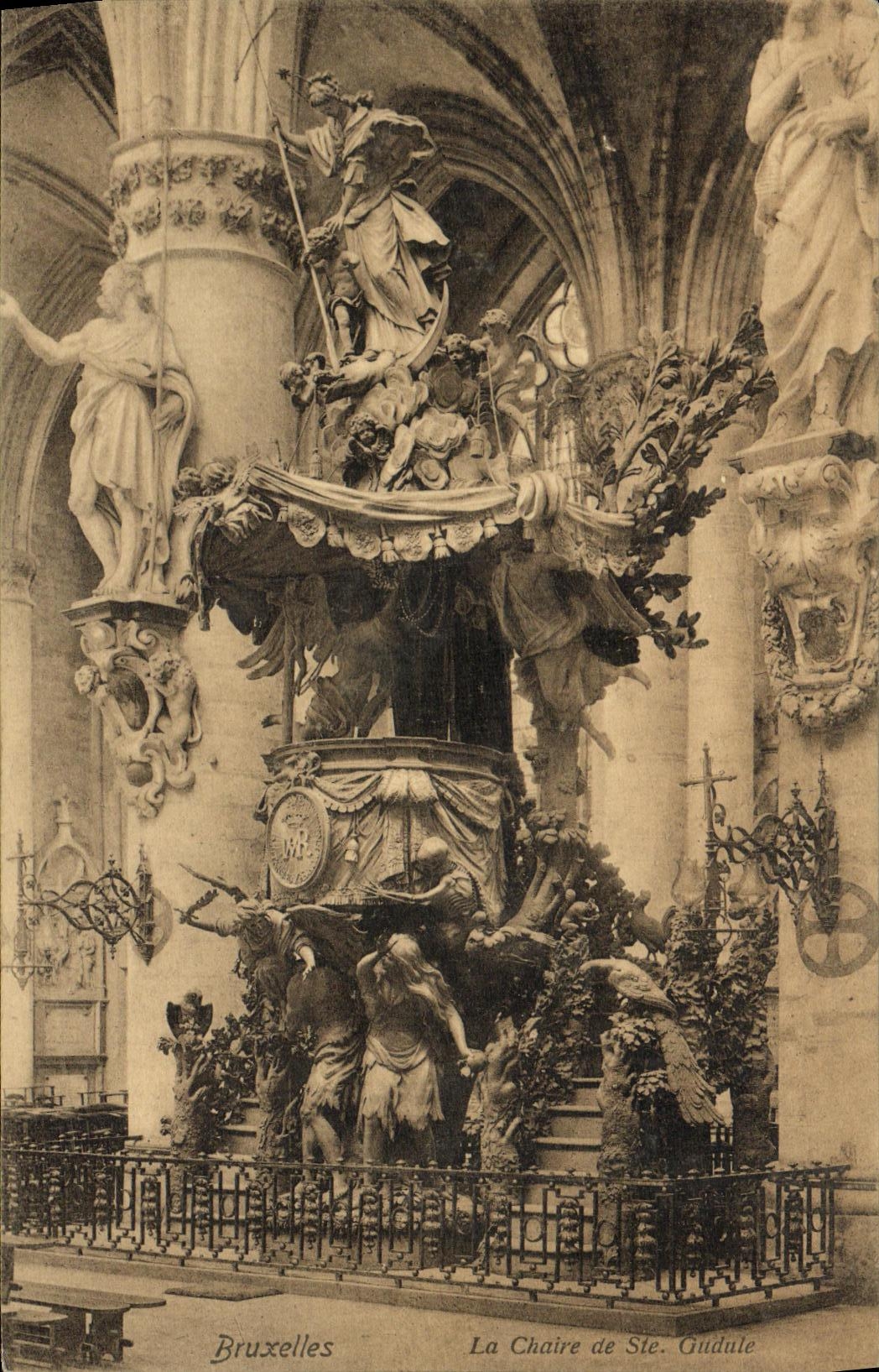 POSTAL Bruselas de la VENDIMIA el púlpito del co  Gudulia
