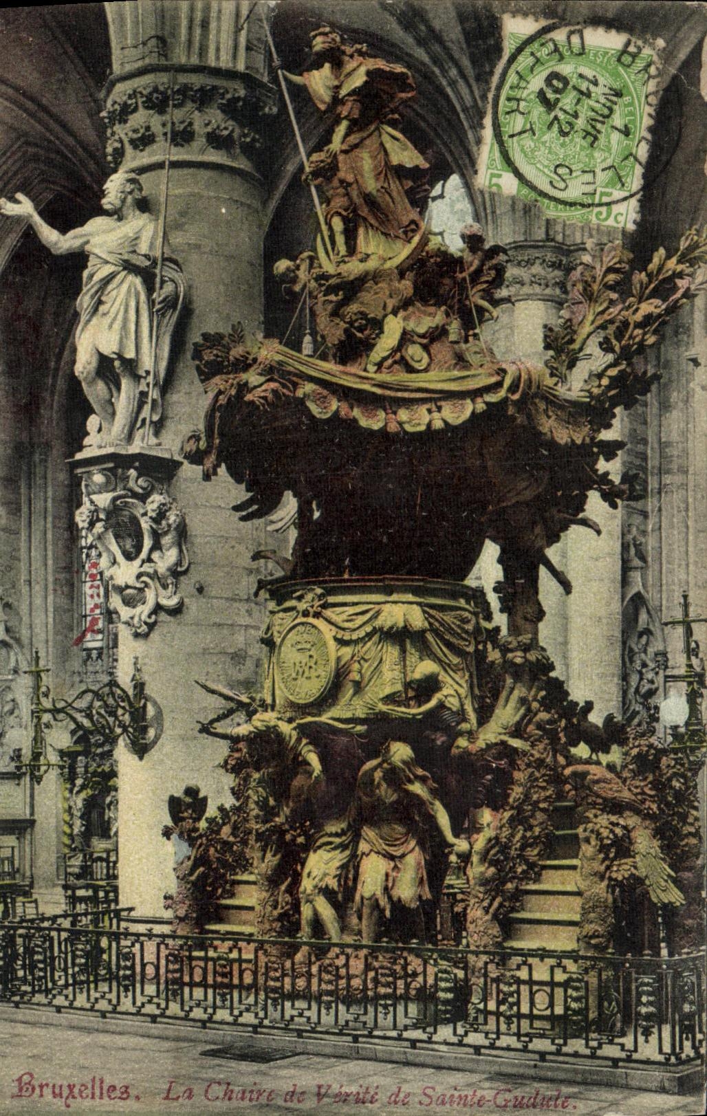 POSTAL Bruselas Chaixe de Verite de la VENDIMIA Sainte de Gudulia