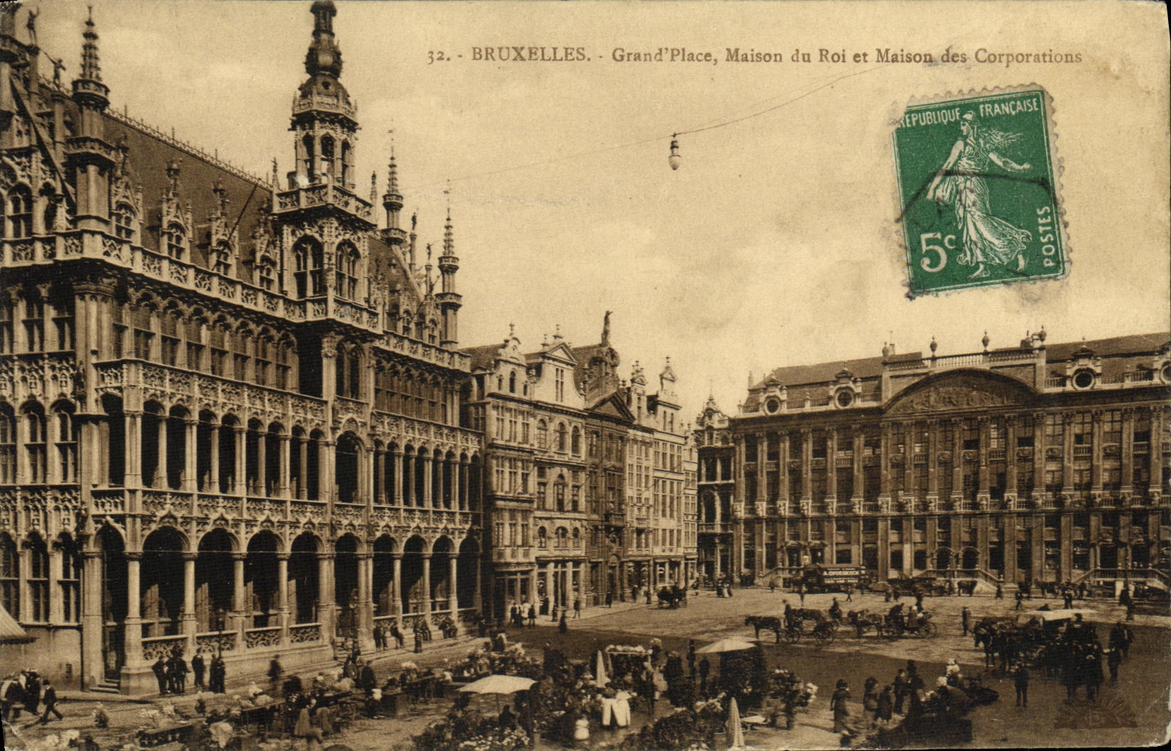 Lugares magnificos Maison de Bruselas de la POSTAL de la VENDIMIA del rey y de la casa de las corporaciones