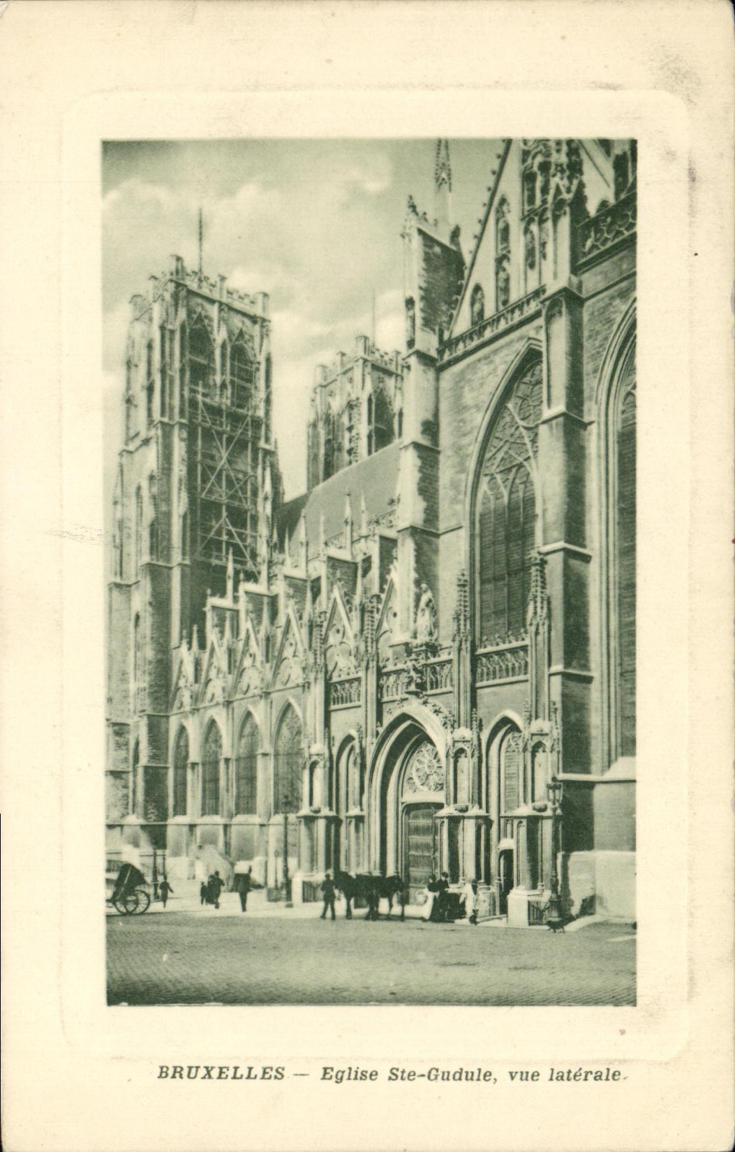 Iglesia co de Bruselas de la POSTAL de la VENDIMIA  Lado visto Gndule