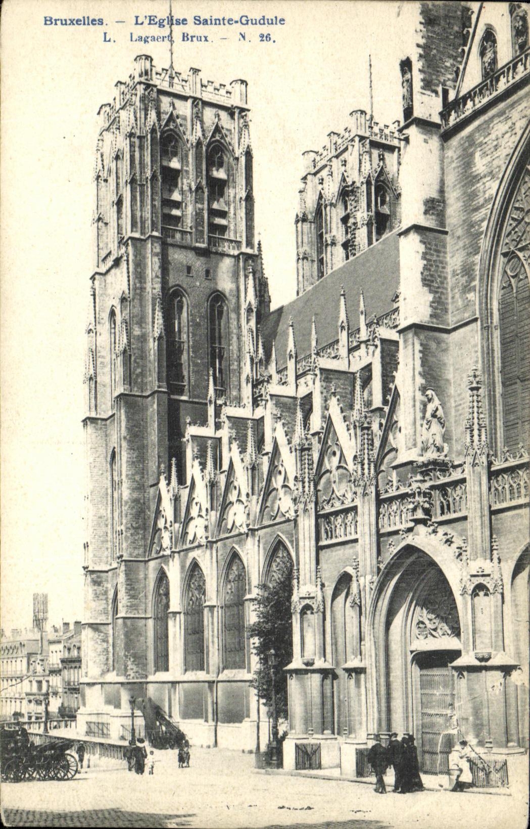 POSTAL Bruselas L iglesia Gudulia de la VENDIMIA Saint