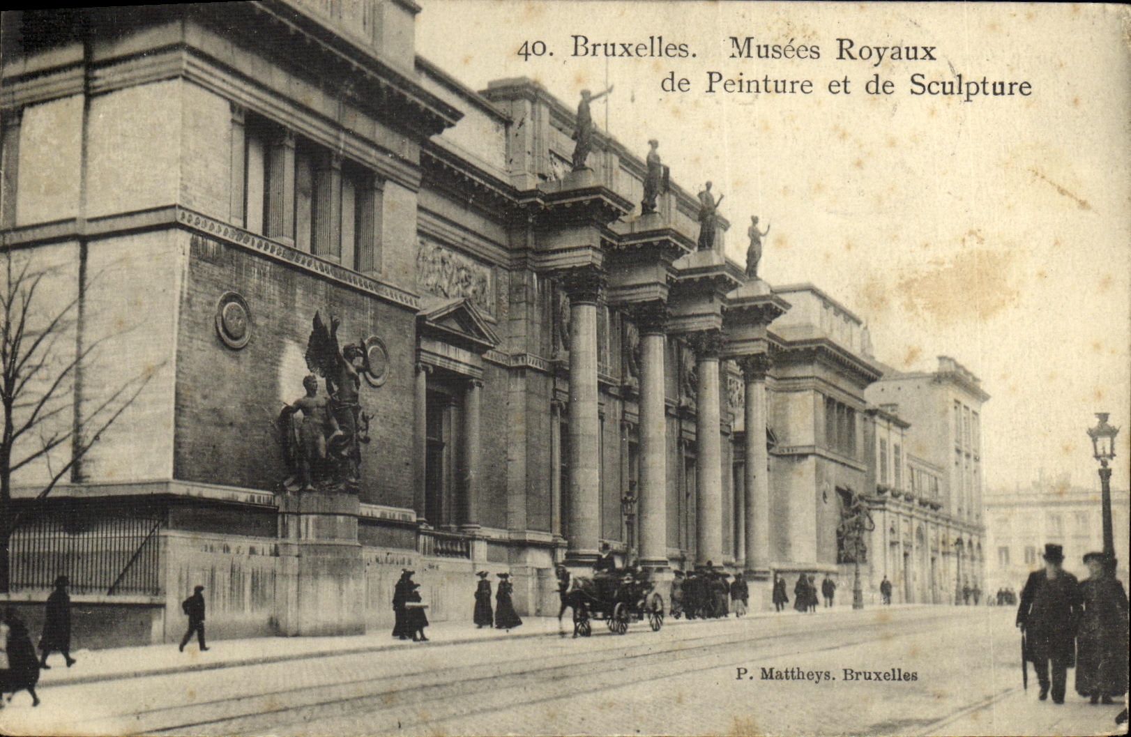 Museos reales de Bruselas de la POSTAL de la VENDIMIA de la pintura y de la escultura