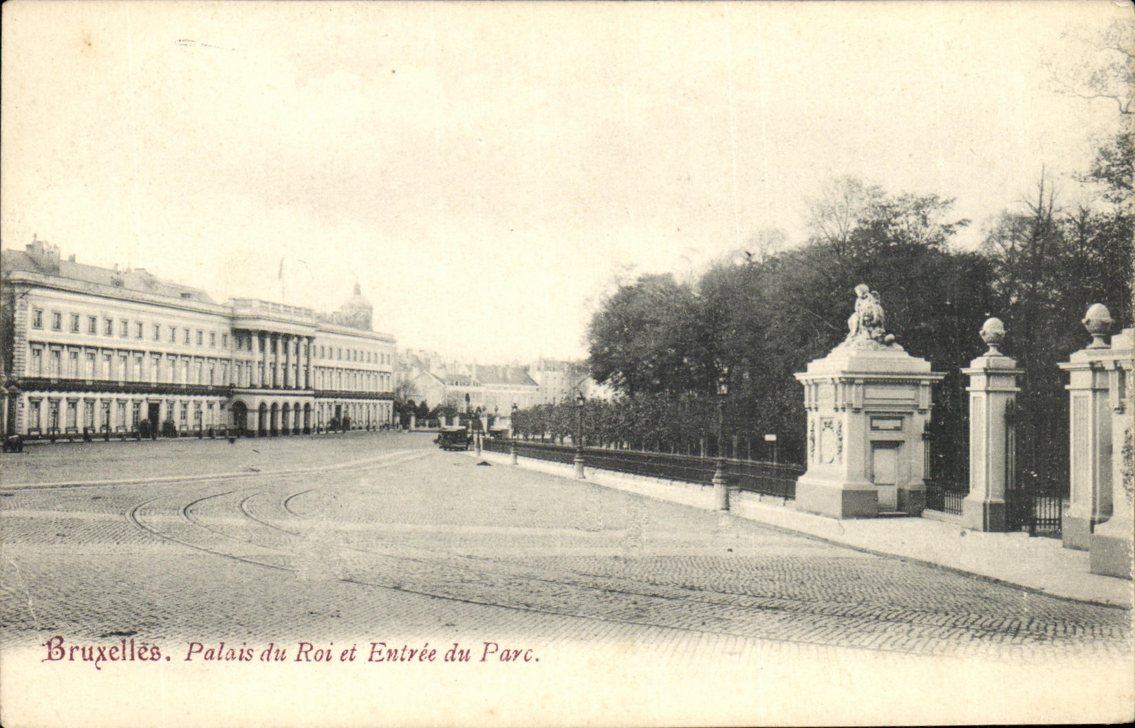 Paladar de Bruselas de la POSTAL de la VENDIMIA del rey y de la entrada del parque
