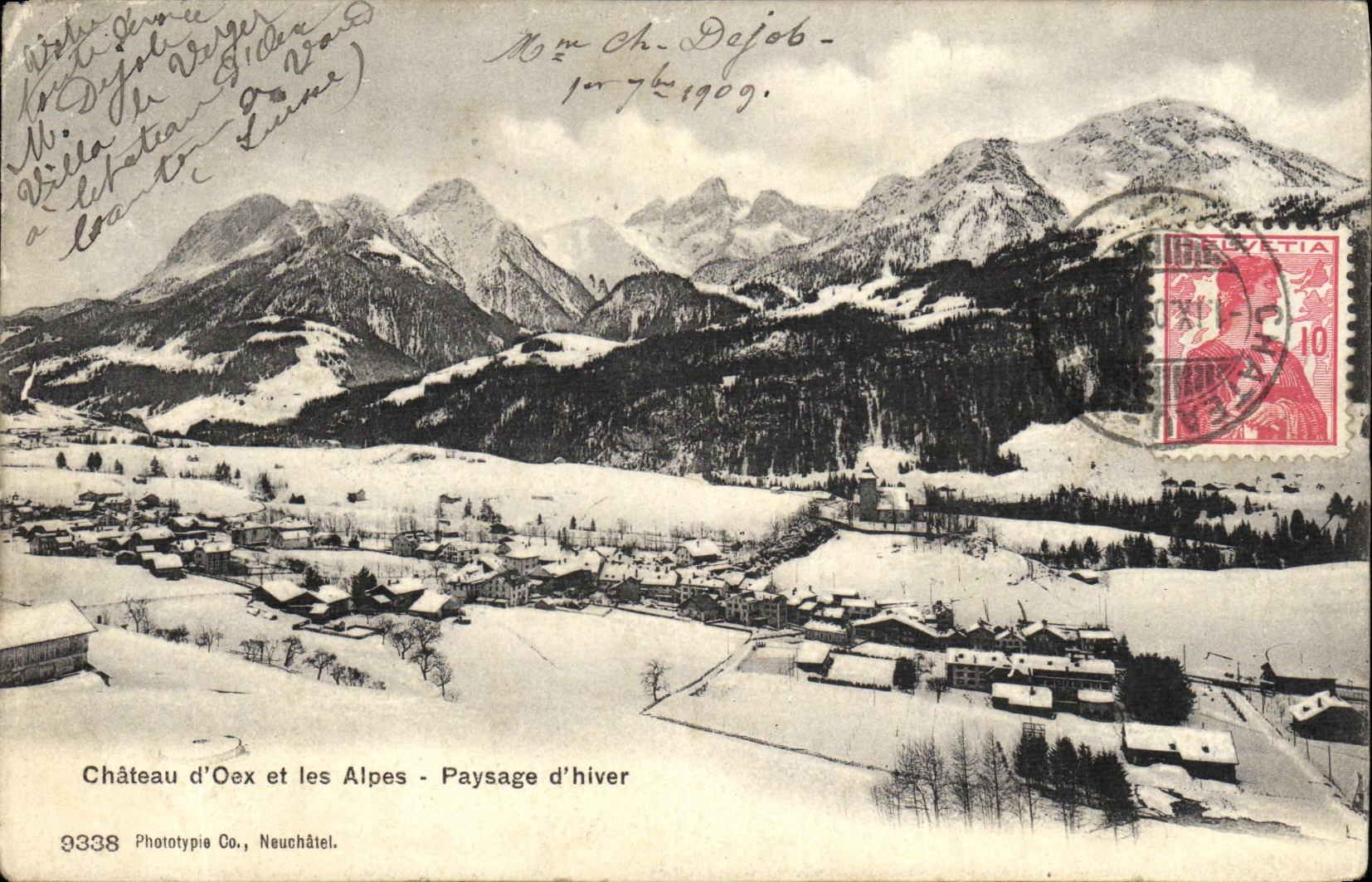CPA Chateau d Oex et les Alpes Paysage d Hiver